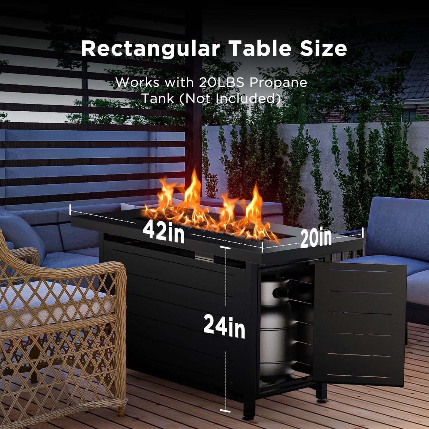 Ciays 28 Inch Propane Fire Pit CSA-Listed Outdoor Fire Pit Table, 50,000 BTU Steel Gas Fire Pits with Lid and Lava Rock, Add Warmth and Ambience to Parties On Patio Deck Garden,Black,CIFPT3-N1