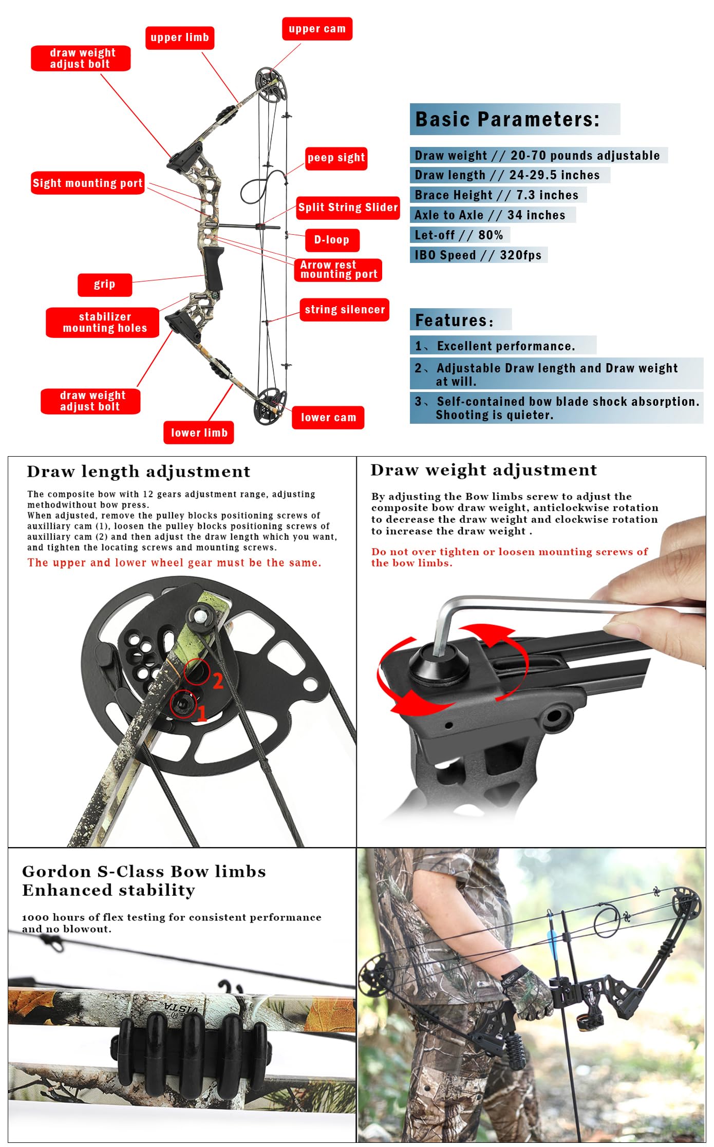 Archery Bowfishing Compound Bow Kit Ready to Fish Kit with Bowfishing Reel, Bow Fishing Arrows Right & Left Handed for Adult/Youth Fishing Hunting Target Shooting