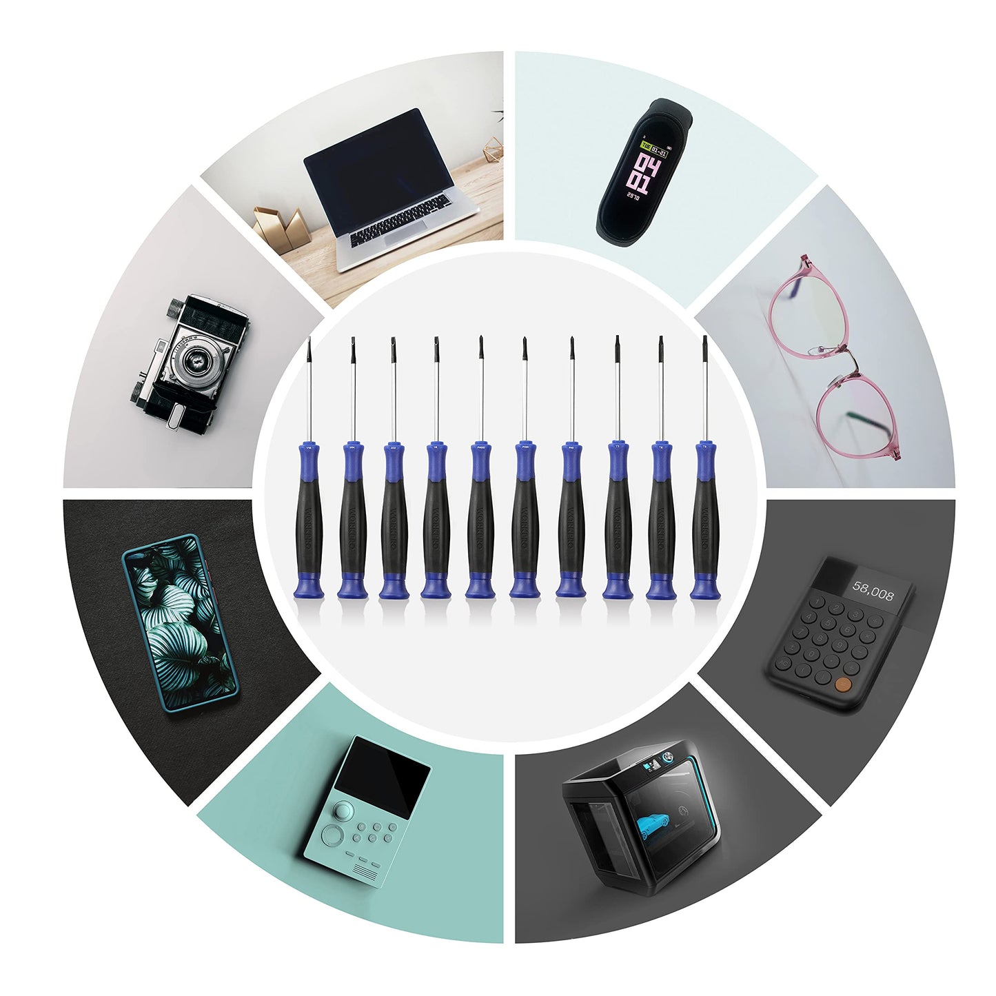 WORKPRO 10-Piece Magnetic Screwdriver Set with Pouch, Phillips, Slotted, Flat Head Screwdriver Include Magnetizer, Screwdriver with Non-Slip Grip, for Home Repair and DIY Projects
