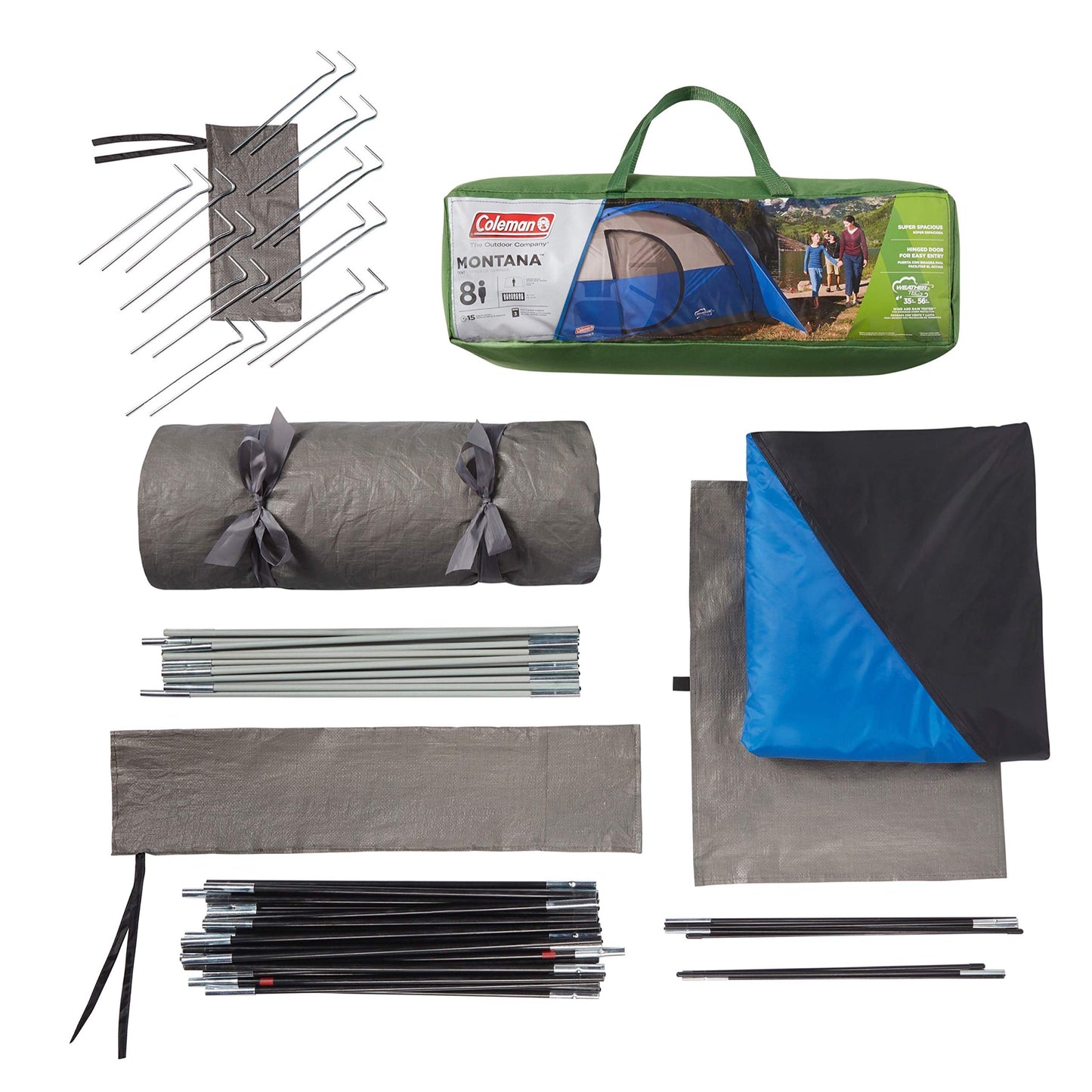 Coleman Montana Camping Tent, 6/8 Person Family Tent with Included Rainfly, Carry Bag, and Spacious Interior, Fits Multiple Queen Airbeds and Sets Up in 15 Minutes