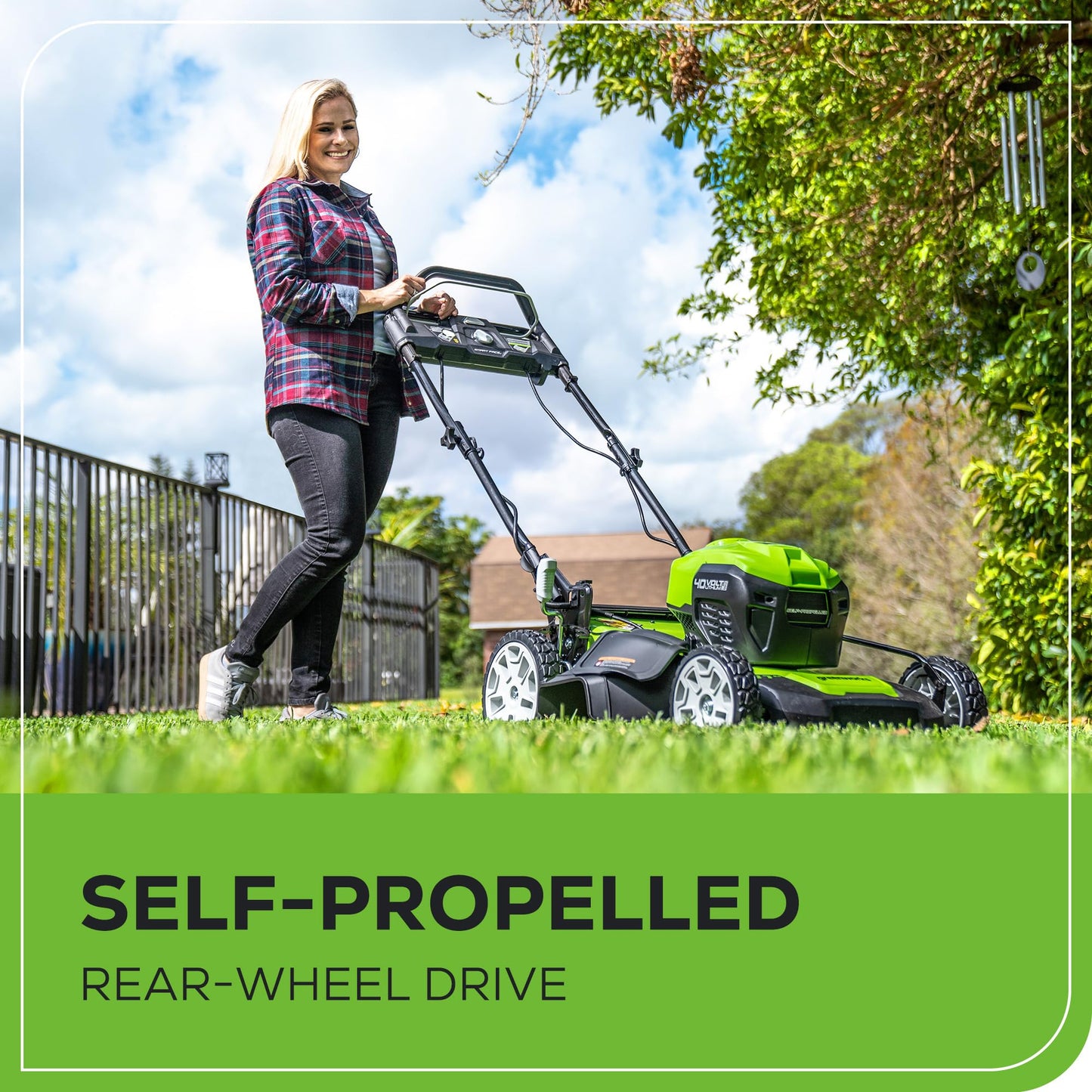 Greenworks 40V 16" Cordless Lawn Mower, Ultra-Light Push Mower with 4.0Ah Battery & Charger(75+ Tool Compatibility, 45Min Runtime)