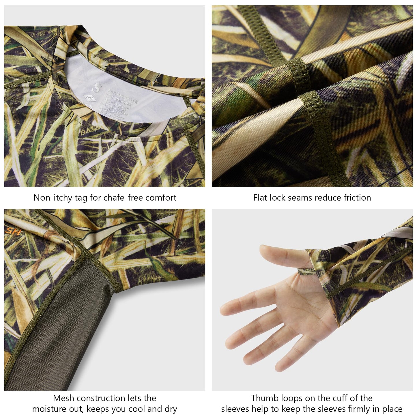 BASSDASH Women’s Camo Hunting Shirt Long Sleeve UPF 50+ Sun Protection Performance Tee Fishing Hiking