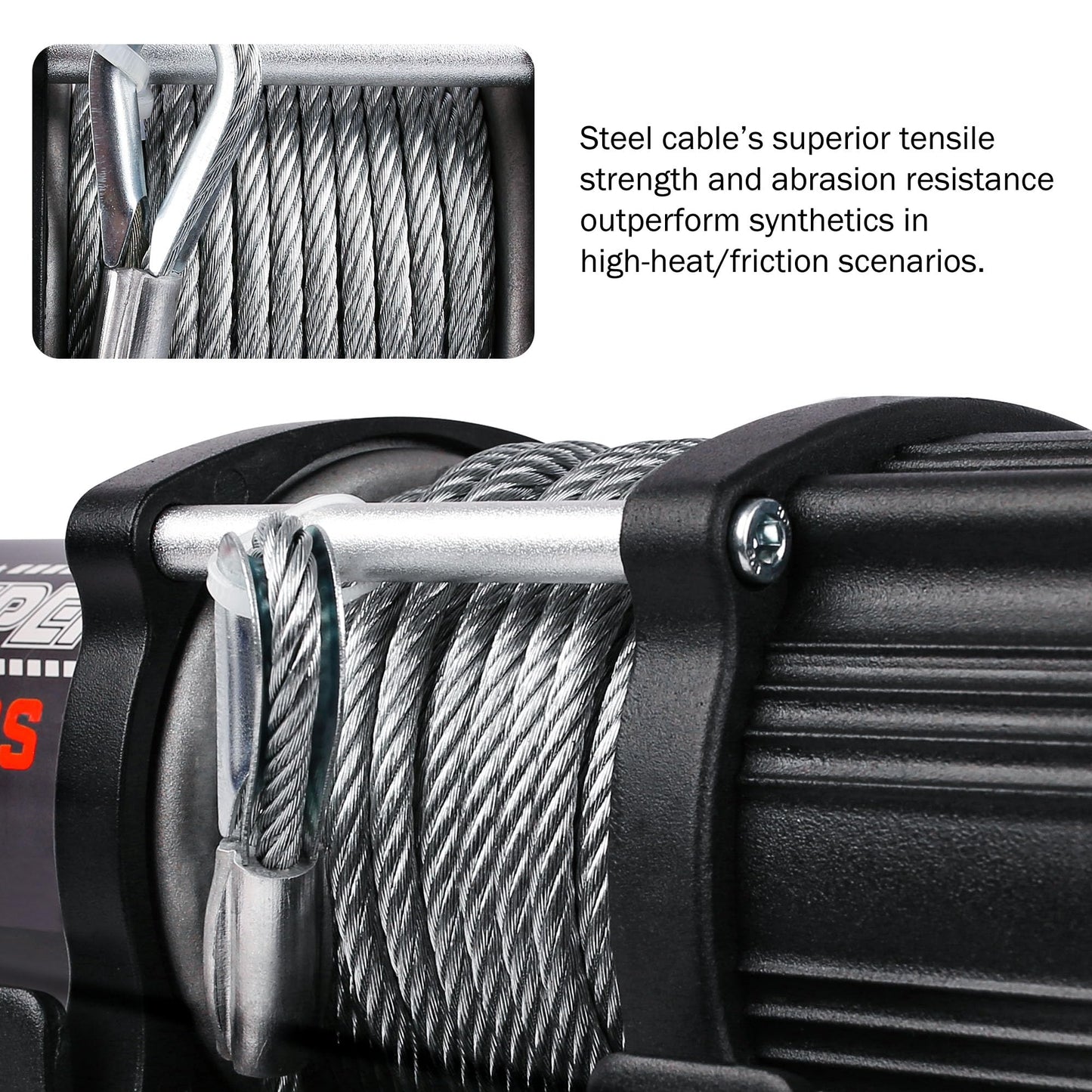 ZESUPER 3000 lb Electric Winch for ATV UTV Trailer Boat Synthetic Rope Winch 12V DC Off Road Towing Winches with Wireless Remote Mounting Bracket