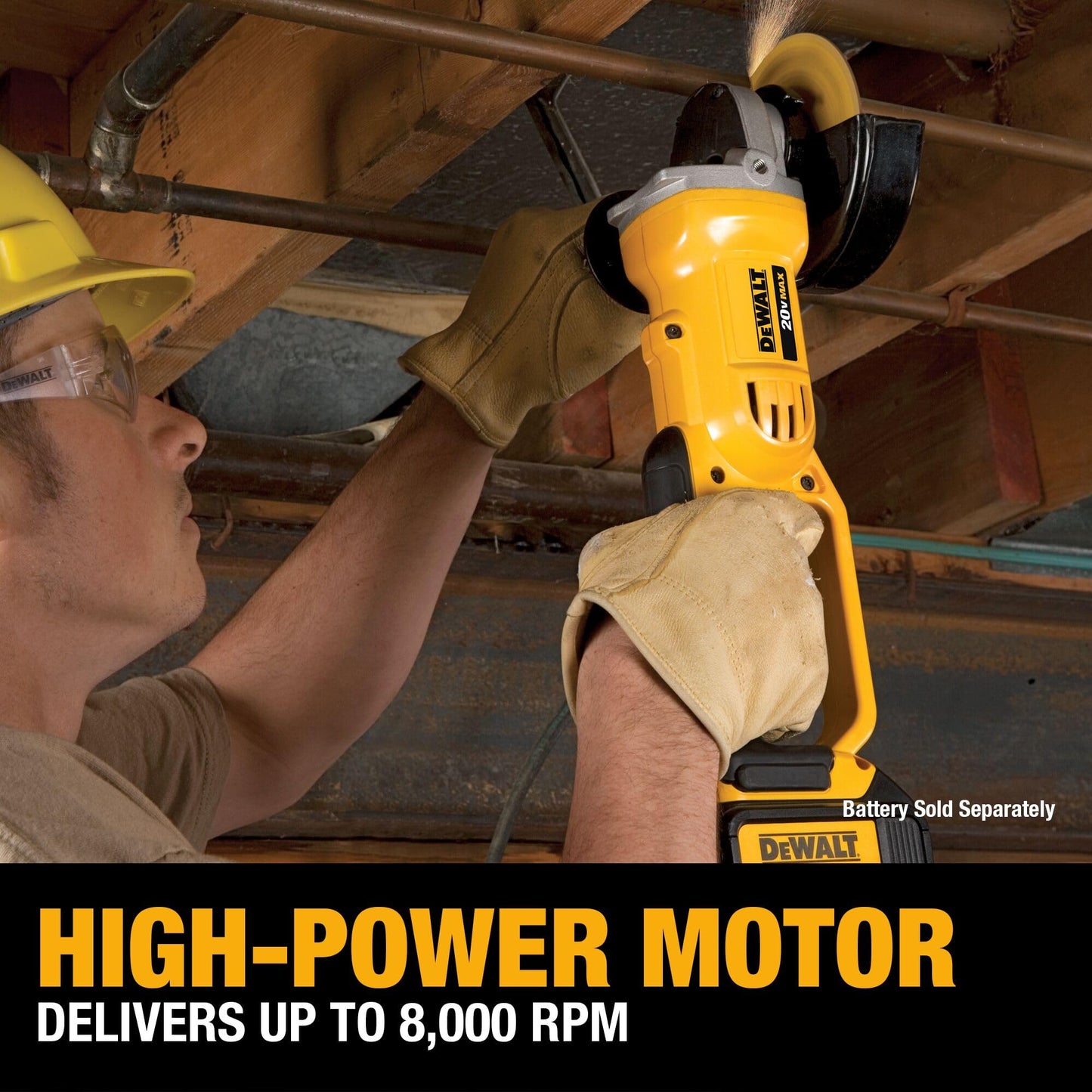 DEWALT 20V MAX* Angle Grinder Tool Cordless Brushless, 4 1/2 Inch, with Paddle Switch and Kickback Brake, Tool Only (DCG413B)