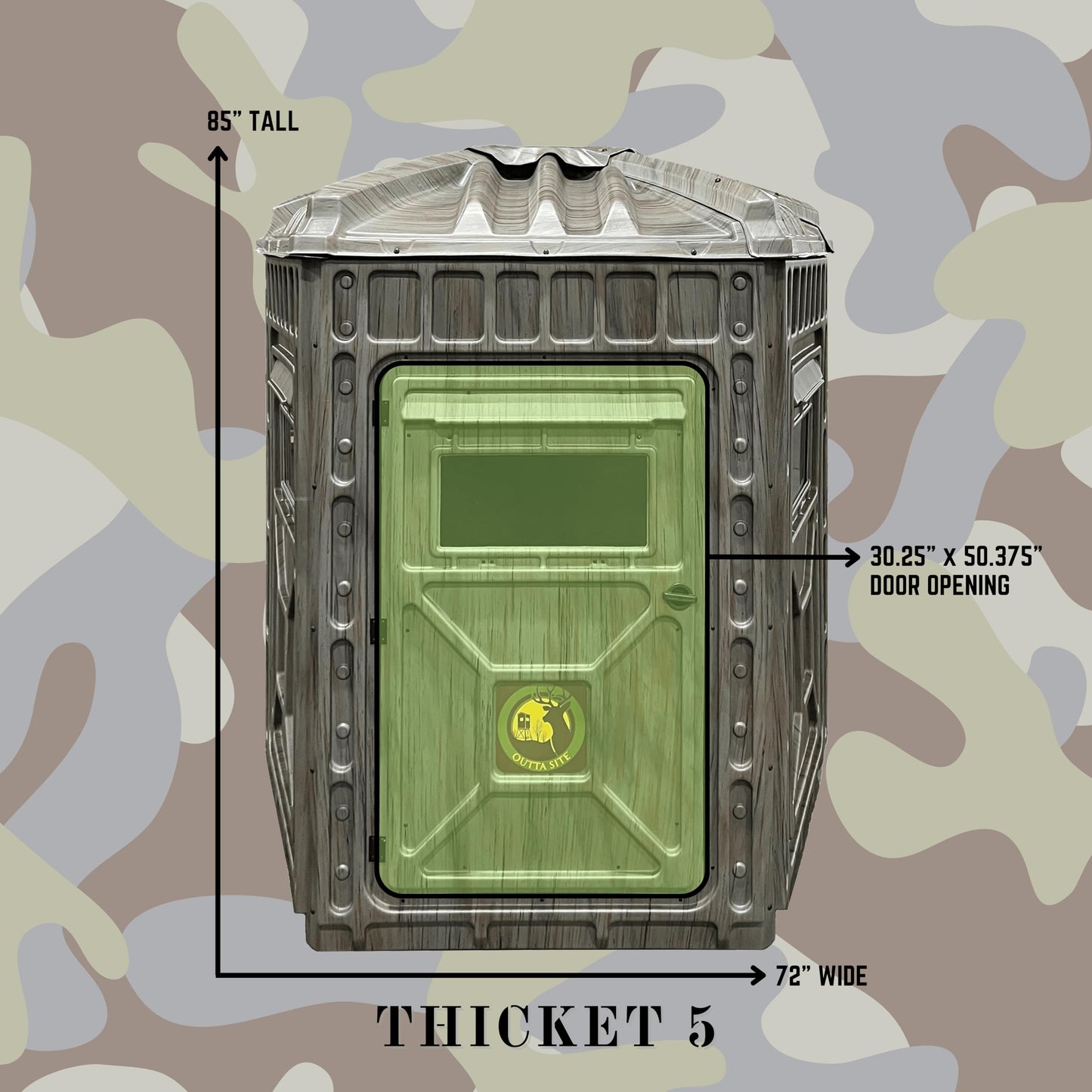 Outta Site Hunting Blind – 4 & 5 Sided High Density Plastic Hunting Blind – 1-2 & 2-3 Person Hard-Sided Ground Blind for Deer, Turkey Hunting – 360 Views – Arctic Snow Camo, Habitat Olive, Thicket Oak