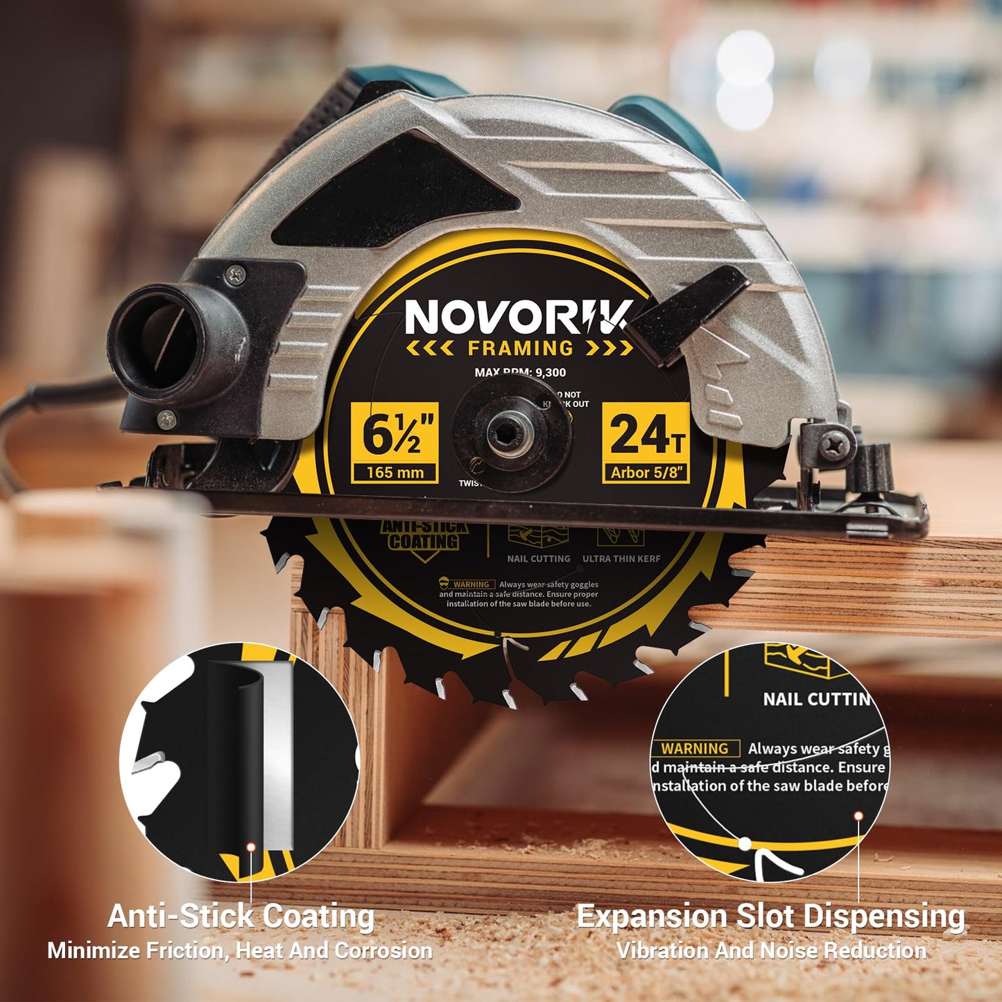 Circular Saw Blade 7-1/4" 24T&40T&60T, Saw Blade with Arbor 5/8", ATB Circular Saw Blade, Professional for Wood Cutting, 3-Pack
