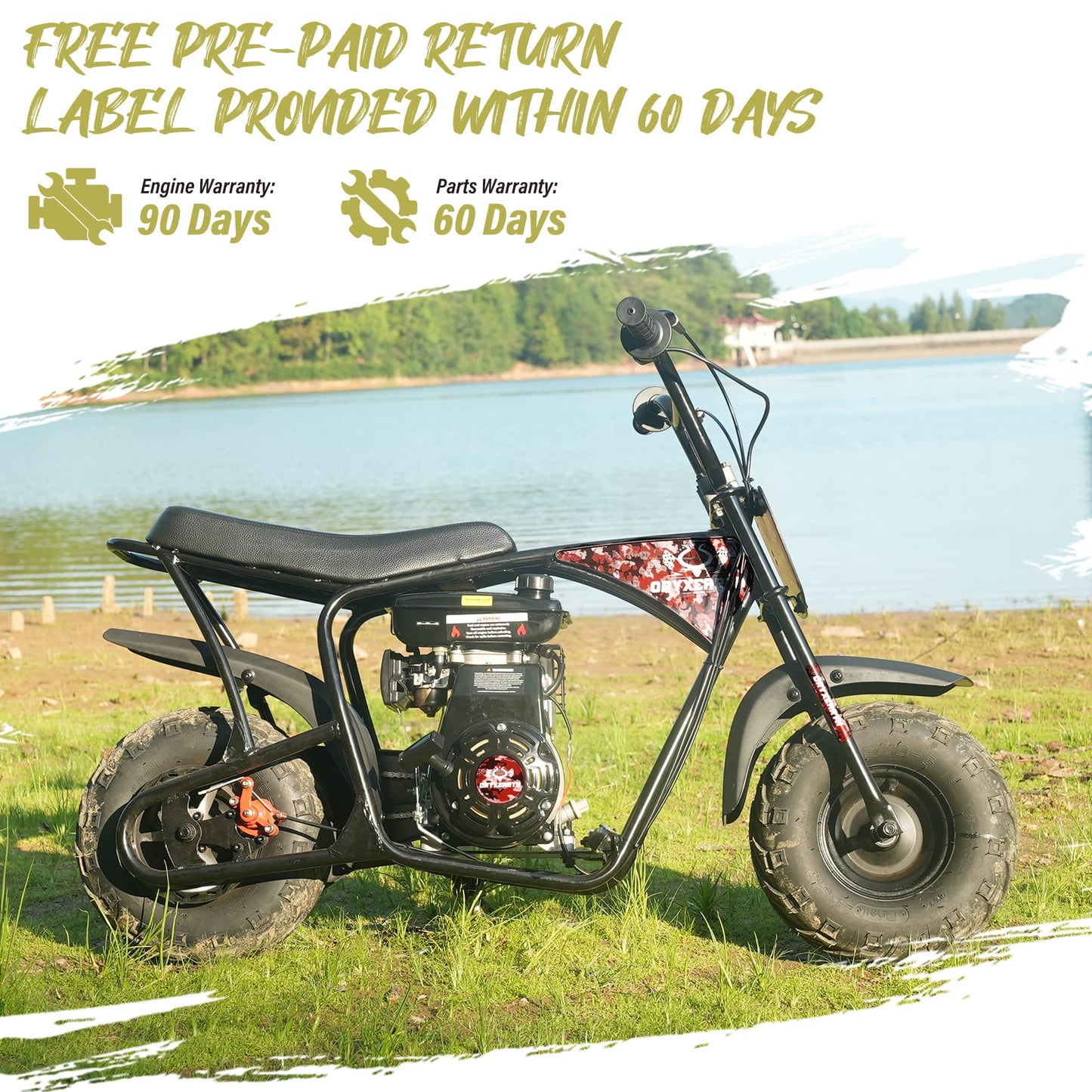 Oryxearth Mini Dirt Bike for Kids, Gas Powered Off Road Pit with Automatic Transmission and Pull Start Kids