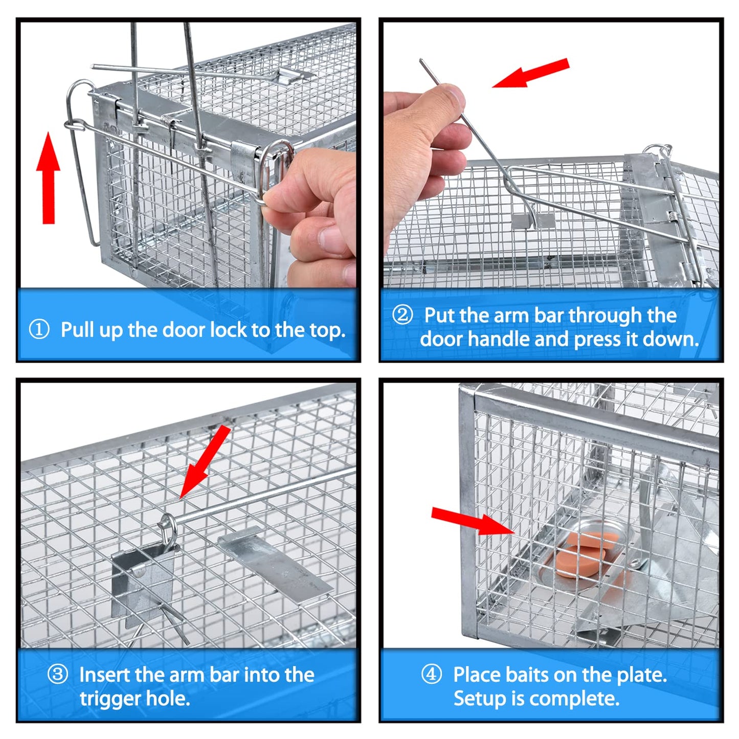 2-Pack Rat Traps Humane Live Mouse Vole Chipmunk Trap Cage for Indoors and Outdoors (Black)