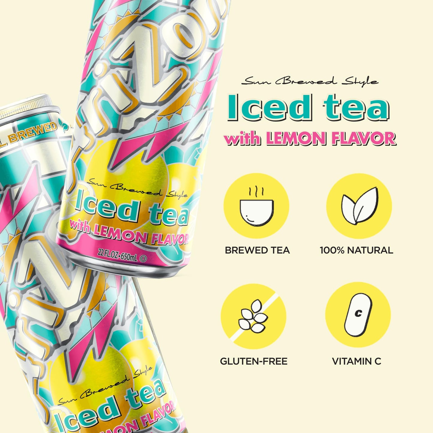 AriZona Green Tea with Ginseng and Honey - Big Can, 22 Fl Oz (Pack of 12)