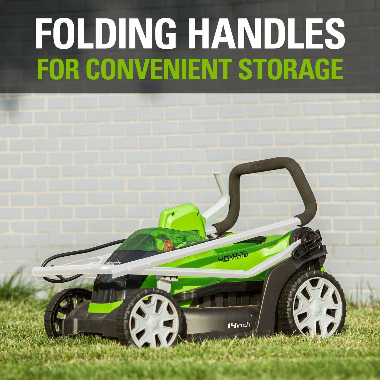 Greenworks 40V 14” Brushless (Push) Cordless Lawn Mower, 4.0Ah Battery and Charger