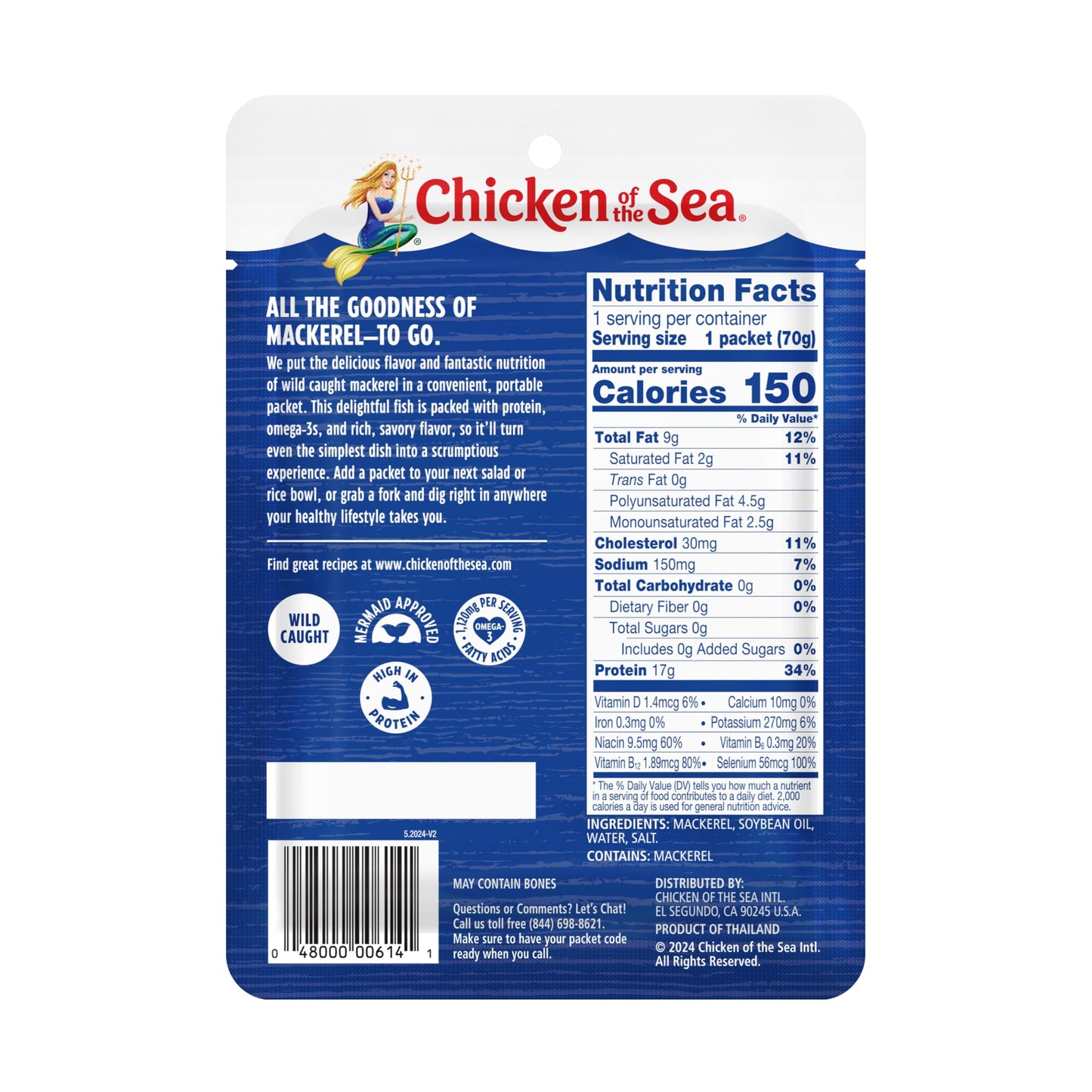 Chicken of the Sea Chub Mackerel in Brine, 15 Ounce Cans (Pack of 12), Nutrient Rich, Wild Caught Canned Mackerel