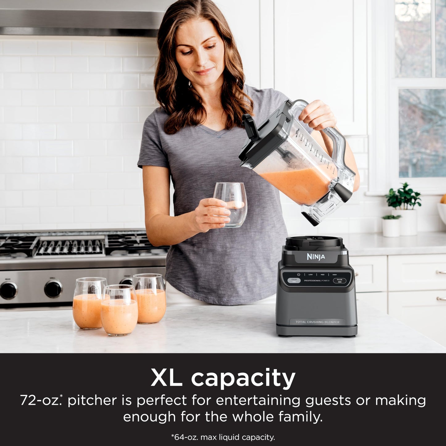 Ninja Professional Blender 1000W, Total Crushing Technology for Smoothies, Ice Crushing & Frozen Fruit, Full-Size Countertop Blender, 72-oz. Pitcher, Black & Grey, BL610