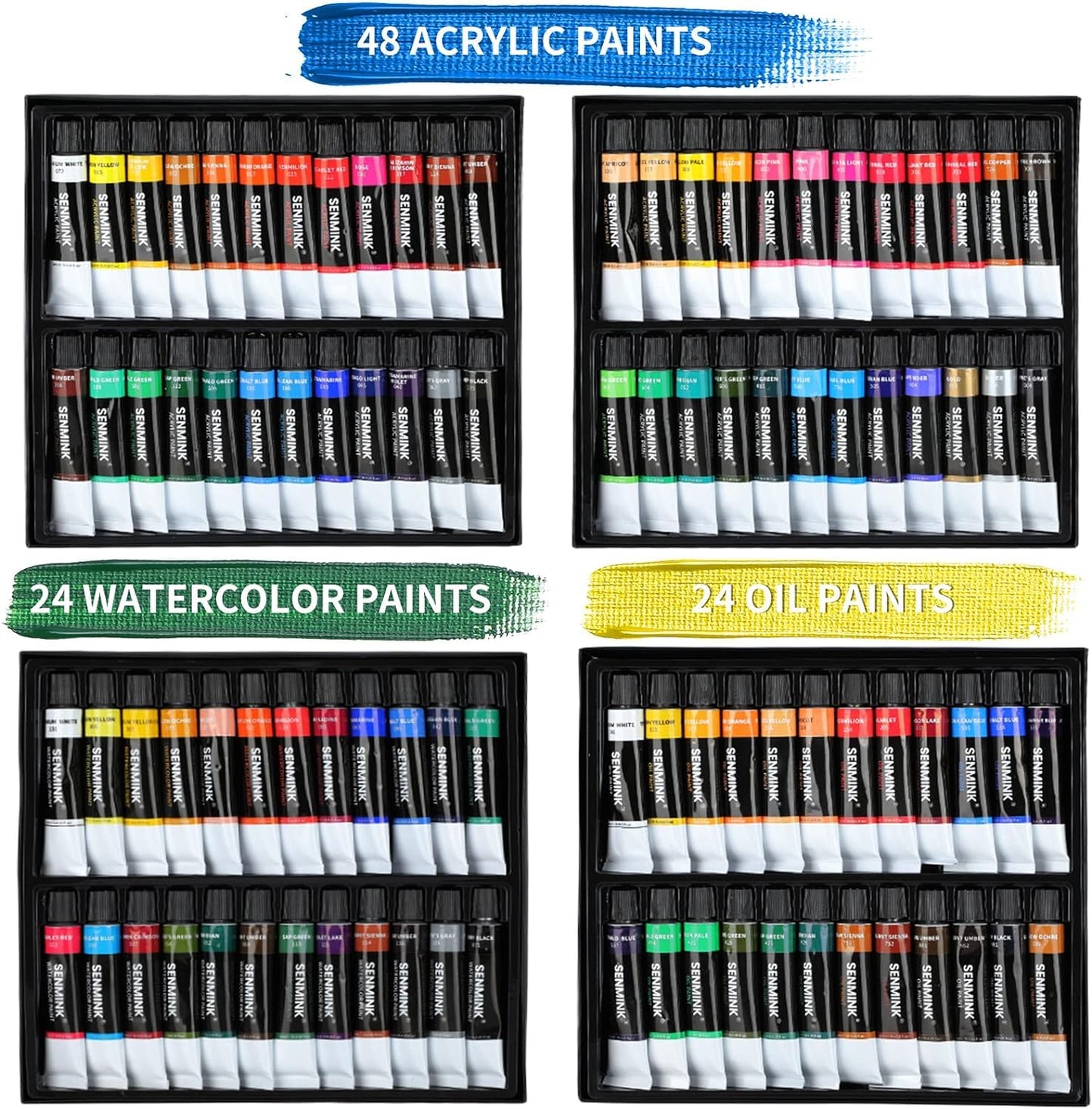 196Pcs Deluxe Artist Painting Set with Aluminum and Beech Wood Easel, 48 Colors Acrylic & Oil Paints, 24 Colors Watercolor Paints, Art Paint Supplies for Artists, Beginner & Adults
