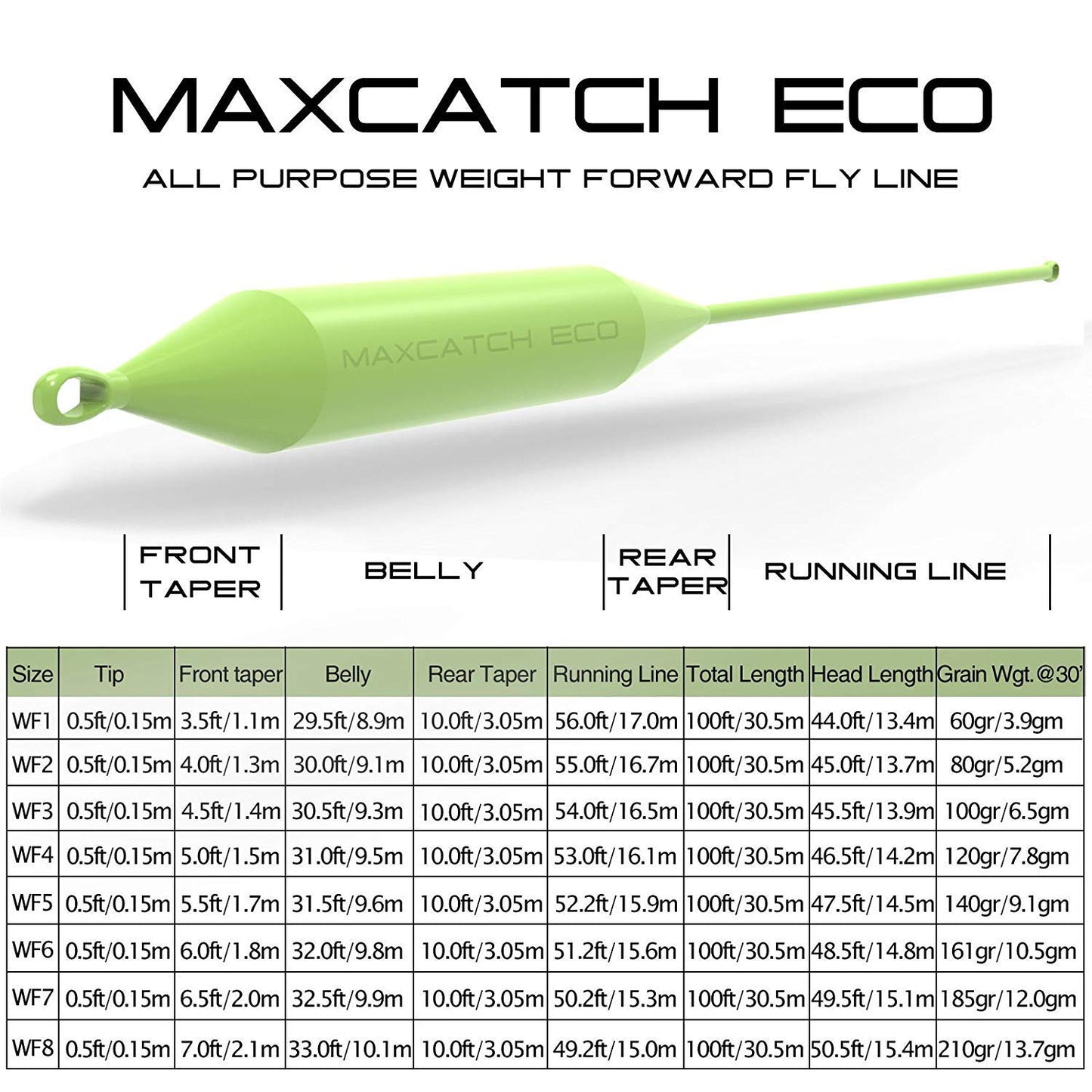 Maxcatch Weight Forward Fly Fishing Line with Two Welded Loops, Floating Fly Lines for Freshwater, 100FT (WF1F, 2F, 3F, 4F, 5F, 6F, 7F, 8F)