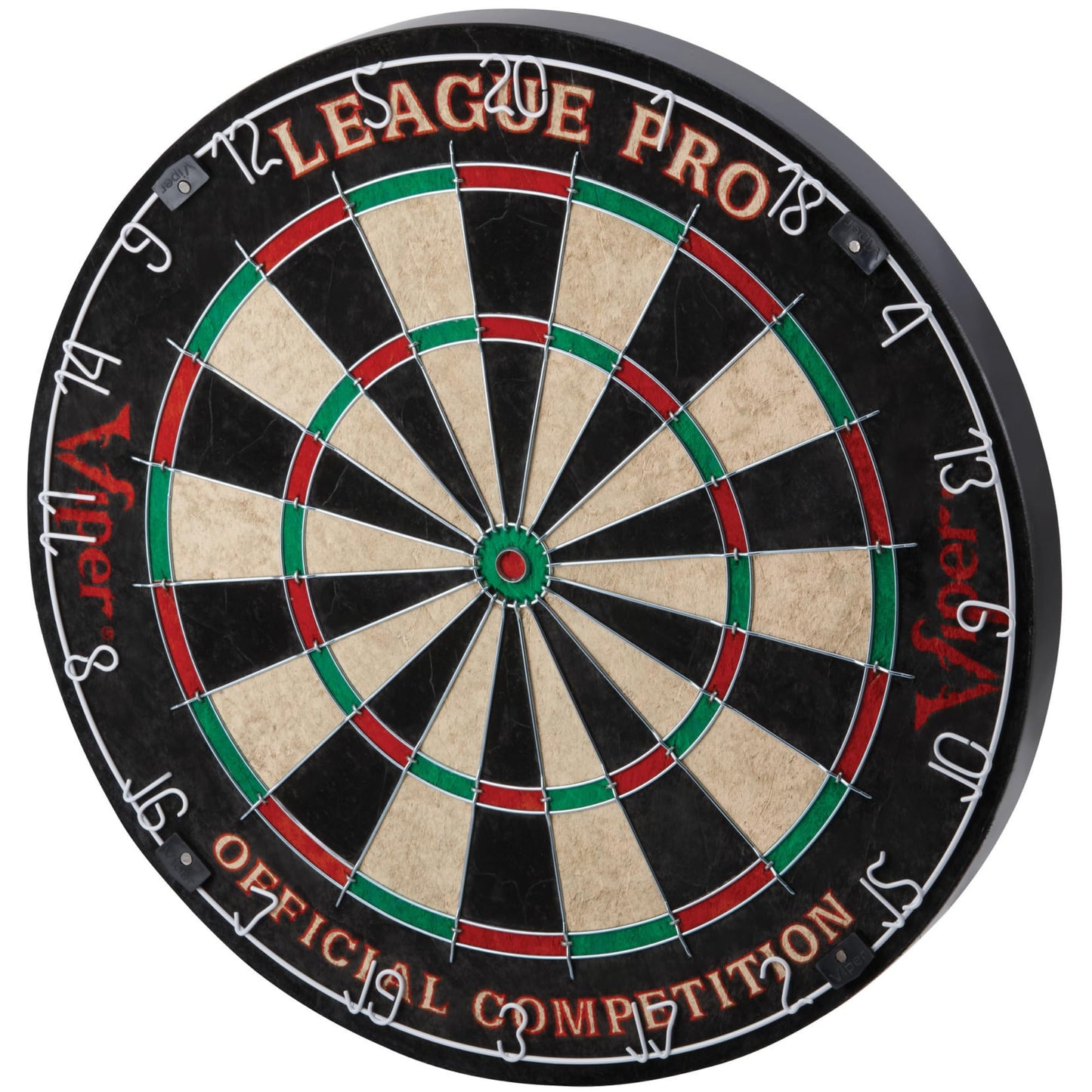 Viper League Pro Regulation Bristle Steel Tip Dartboard Starter Set with Staple-Free Bullseye, Radial Spider Wire, High-Grade Sisal with Rotating Number Ring, Chalk Cricket Scoreboard, Steel Tip Darts