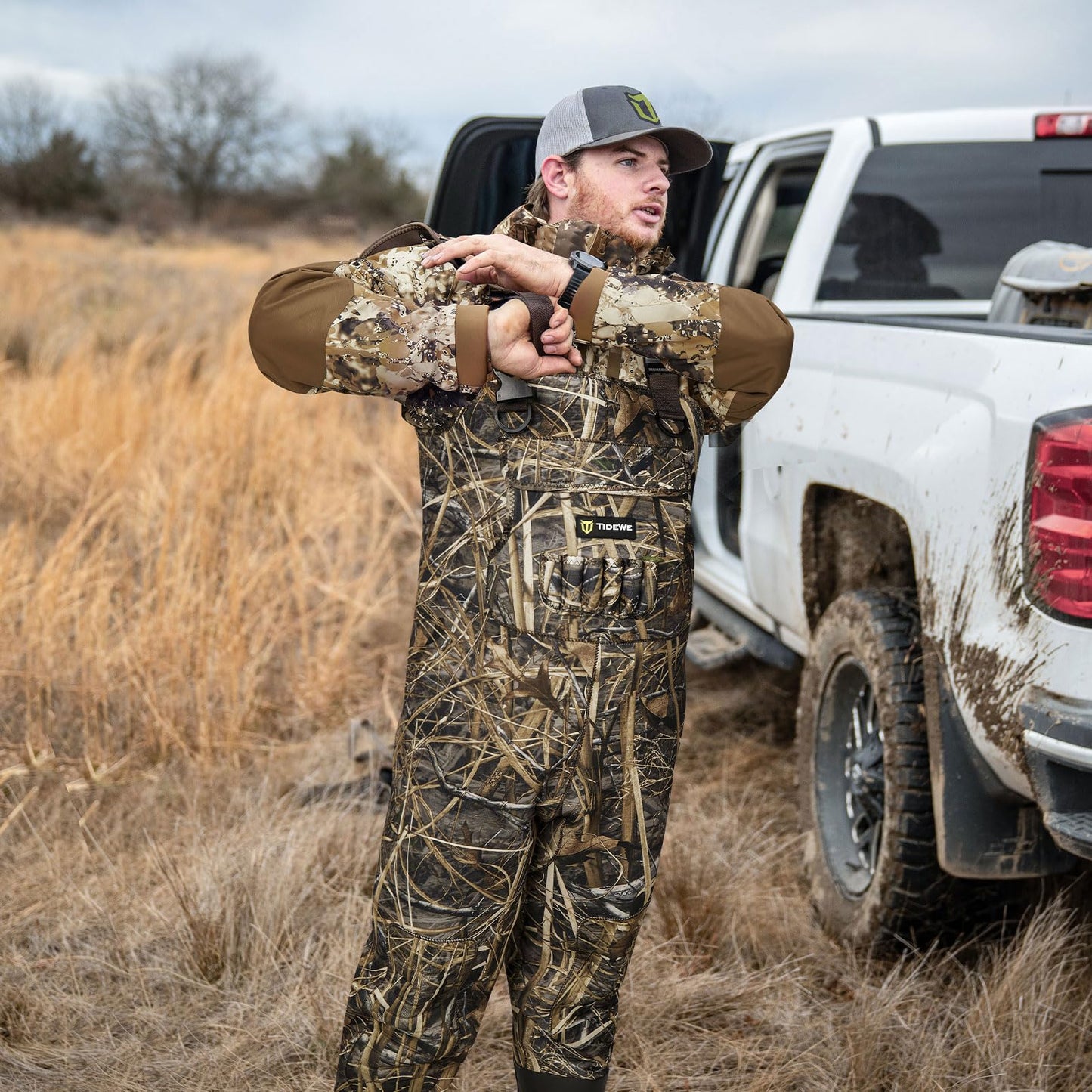 TIDEWE Hunting Waders with Boot Hanger & 600G Insulation, Waterproof Cleated Neoprene Bootfoot Fishing Chest Waders
