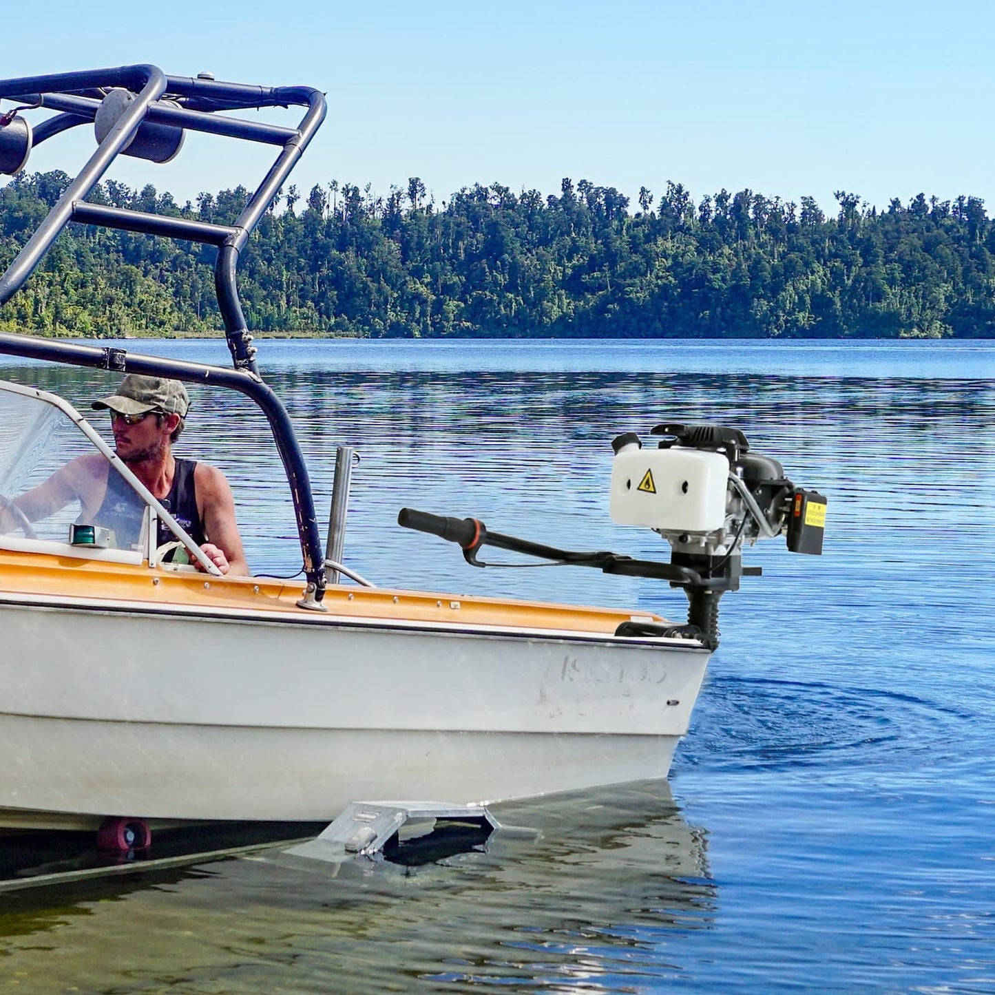 52cc Single Cylinder Gas 2.3HP Outboard Motor, Long Shaft with Air Cooling for Inflatable, Rubber, Fishing Boats, Yachts, Water Sports