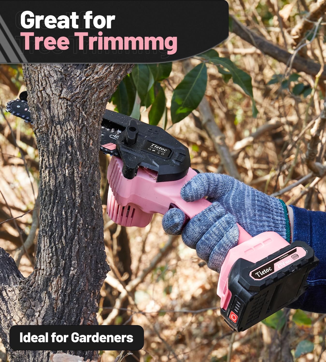 Tietoc Mini Chainsaw 6 Inch with 2 Batteries, Electric Saw Gifts for Men Dad Husband Gardener, Cool Gadgets for Men 2025, Mens Gifts for Fathers Birthday, Perfect Gifts Idea for Mothers Mom Women