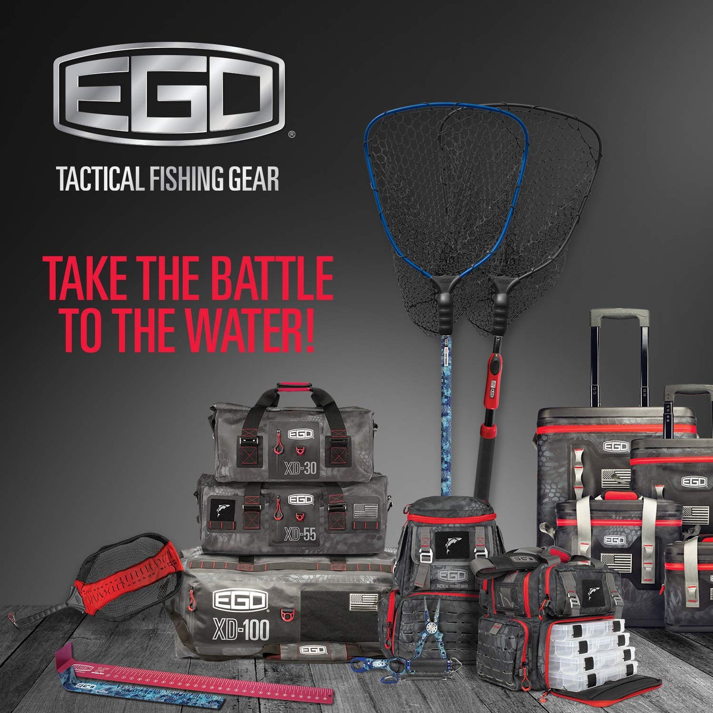 EGO Kryptek Tactical Tackle Box Backpack, Durable Fishing Tool Bag, 1000D Nylon Fabric with PVC Back, Water-Resistant, Multiple Storage Pockets, Laser-Cut Molle Loops, Includes 4 Tackle Trays