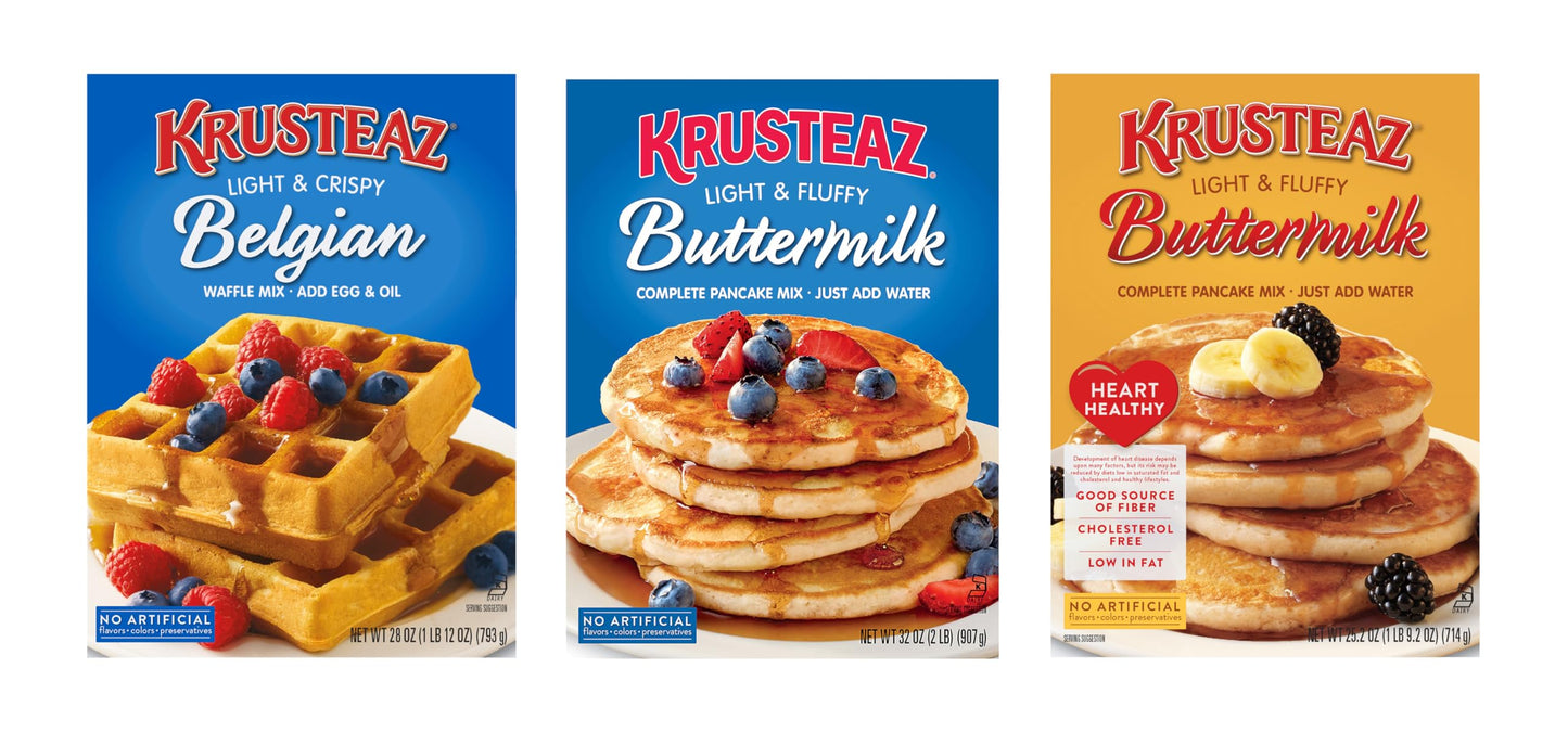 Krusteaz Complete Buttermilk Pancake and Waffle Mix, Light & Fluffy, 5 lb Bags (Pack of 6)