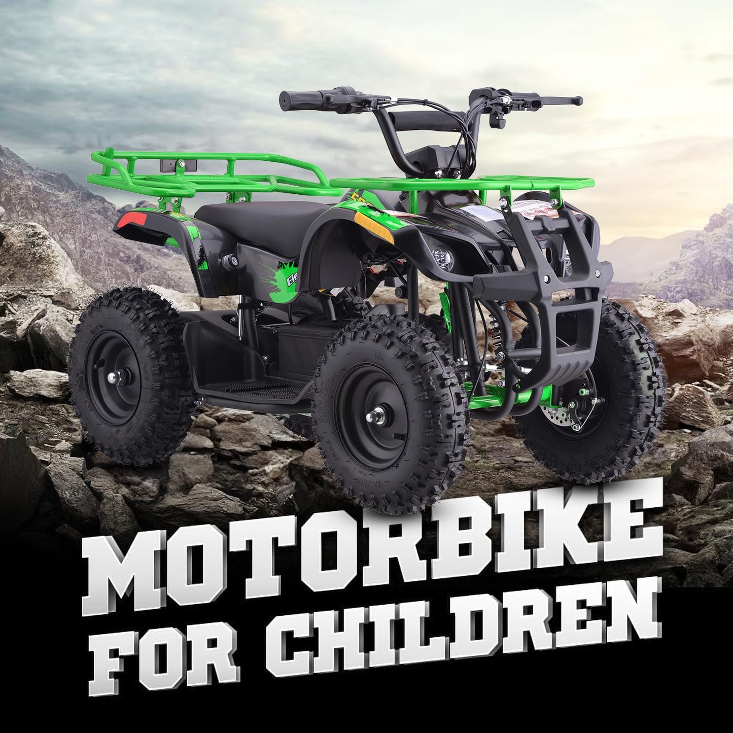 36V 4 Wheelers Electric ATV, Dirt Quad Vehicle Adjustable Speed, Kids Quad Bike 500W 12-15MPH Dual Suspension for Kids Ages 13+ (Green)