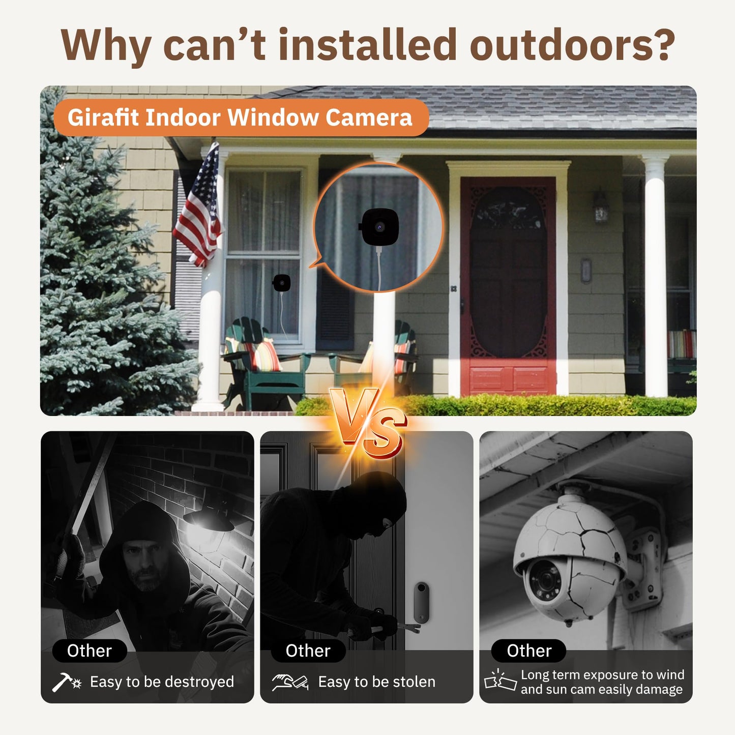 Girafit 3MP 2K Window Camera,2.4GHz & 5GHz WiFi Indoor Cameras for Home Security with ChroMax Al Color Night Vision,Person & Motion Detection,24/7 Recording,Easy & Quick Install