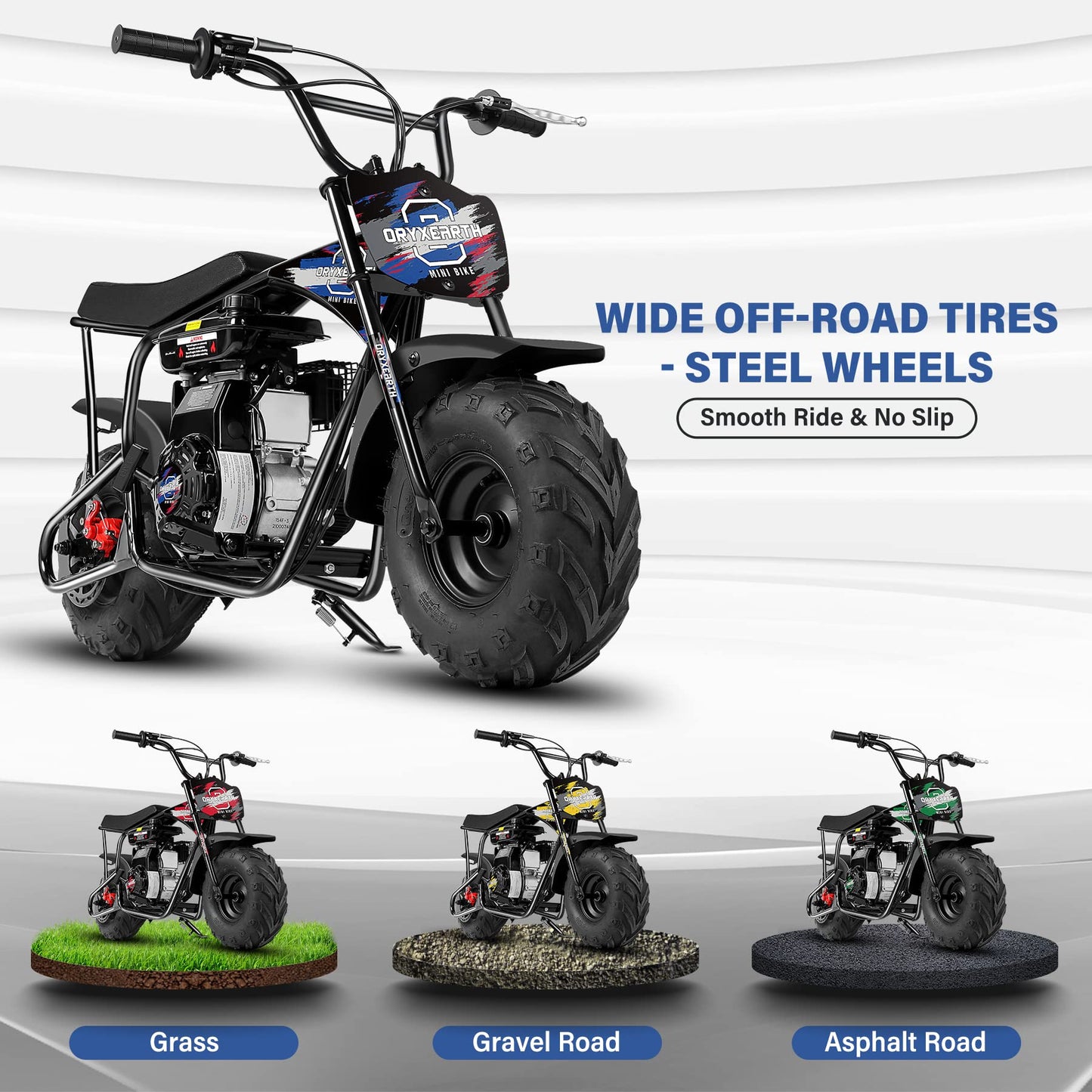 Oryxearth Mini Dirt Bike for Kids, 105CC 4-Stroke Kid Gas Powered Off-Road Pocket Pit Trail Motorcycle W/EPA Approved, Up to 24 Mph Weight Support 185 LBS