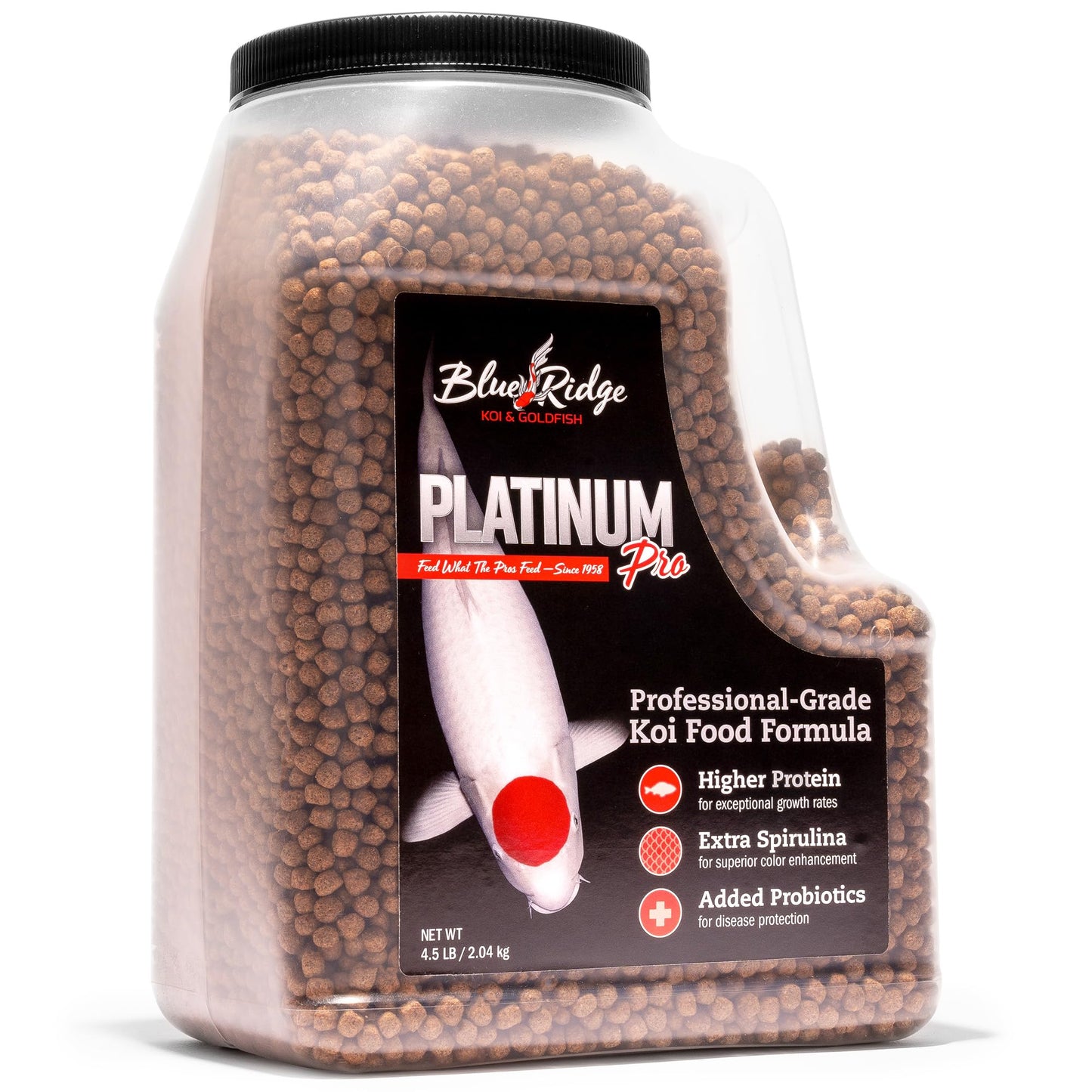 Blue Ridge Koi Fish Food 14lb - Koi Food 3/16” Platinum Pro Formula Goldfish Food, Premium Fish Food for Ponds, Ponds Fish Food, Floating Pond Pellet