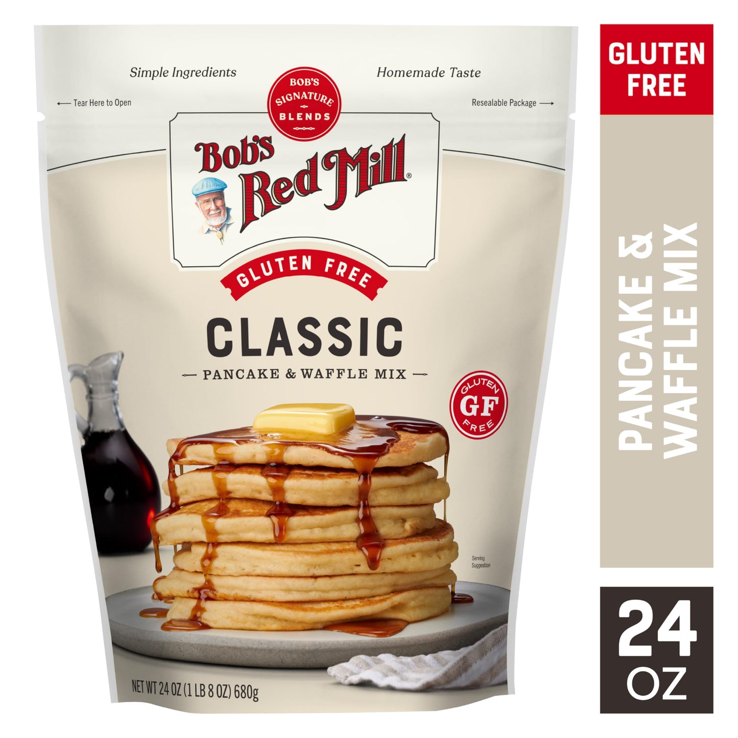 Bob's Red Mill Gluten Free Pancake Mix, 24oz (Pack of 4) - Kosher, Approximately 34 Pancakes per Bag, Packaging May Vary