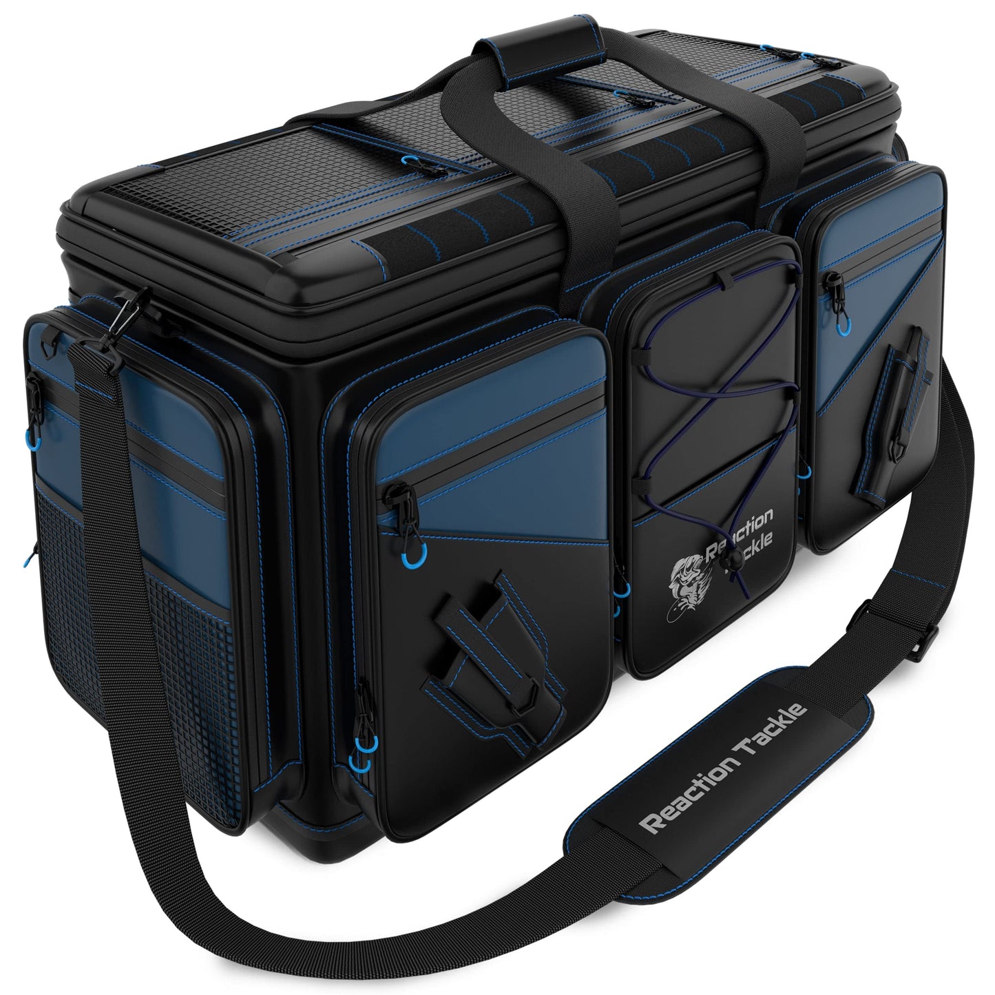 Reaction Tackle Fishing Tackle Bag – Salt Water Resistant Fishing Bag, 1000D PVC Waterproof Material, Tackle Box Organizer with Dividers for 3600 or 3700 Trays (Small, Medium, Backpack only fit 3600)