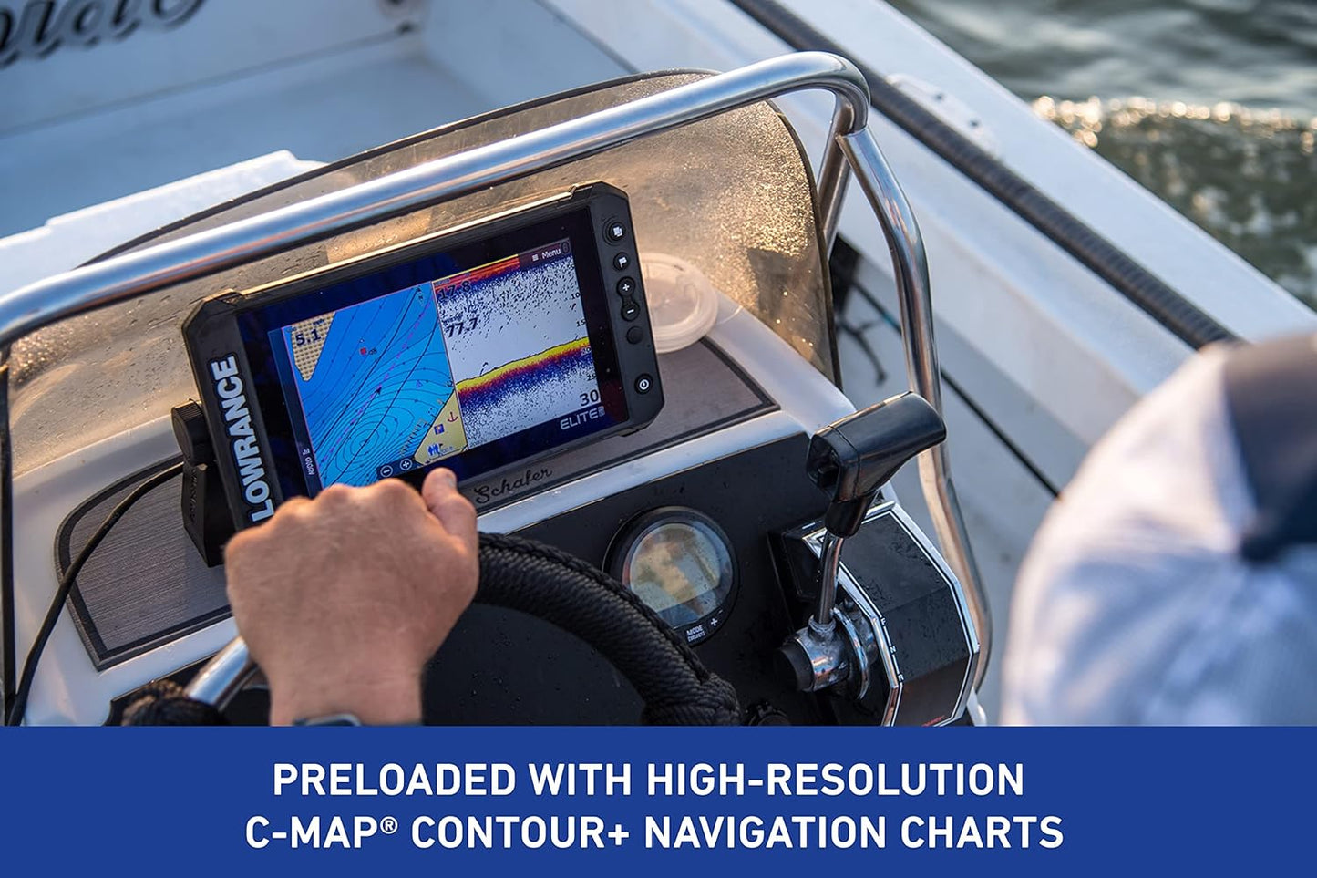 Lowrance Elite FS 9 Fish Finder with Active Imaging 3-in-1 Transducer, Preloaded C-MAP Contour+ Charts (Renewed)