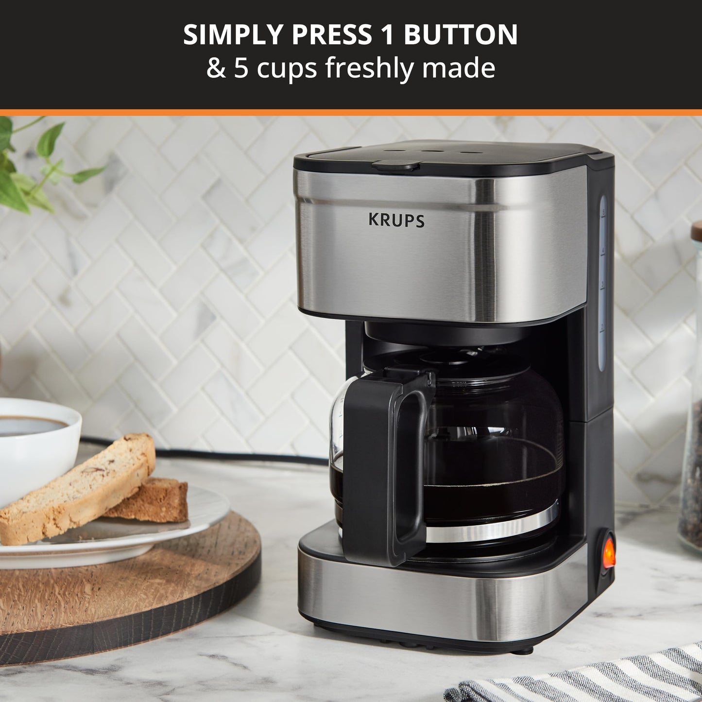 KRUPS Newer Model Drip Coffee Maker, 10-Cup, Silver