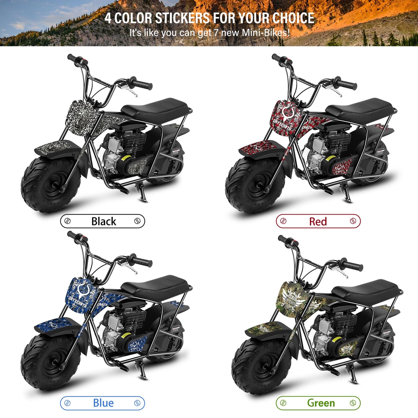 Oryxearth Mini Dirt Bike for Kids, 105CC 4-Stroke Kid Gas Powered Off-Road Pocket Pit Trail Motorcycle W/EPA Approved, Up to 24 Mph Weight Support 185 LBS