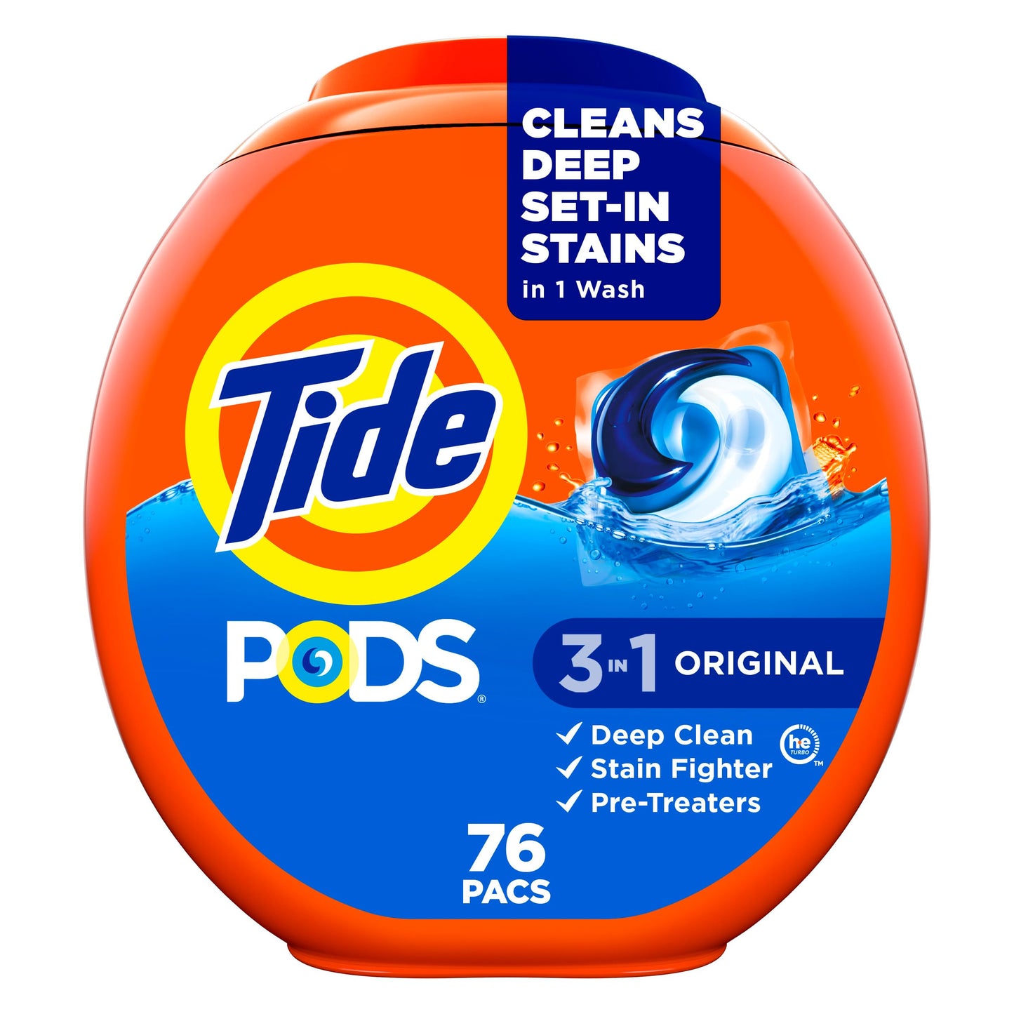 Tide PODS Laundry Detergent Pacs, 3-in-1 Stain Remover, Odor Fighter, Color Protector, 112 Count, HE compatible, Original Scent