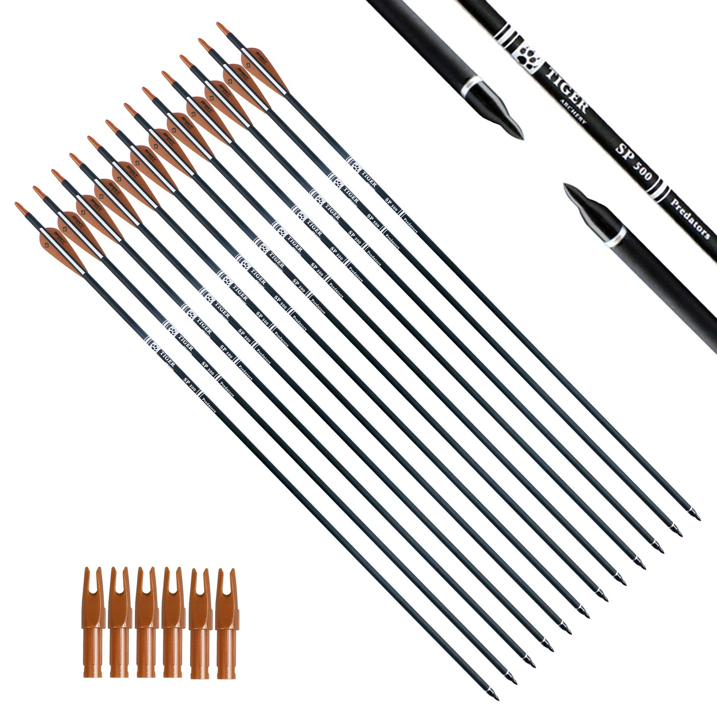 30Inch Carbon Arrow Practice Hunting Arrows with Removable Tips for Compound & Recurve Bow(Pack of 12)