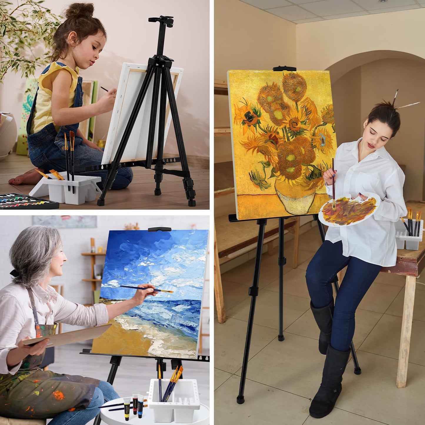 196Pcs Deluxe Artist Painting Set with Aluminum and Beech Wood Easel, 48 Colors Acrylic & Oil Paints, 24 Colors Watercolor Paints, Art Paint Supplies for Artists, Beginner & Adults