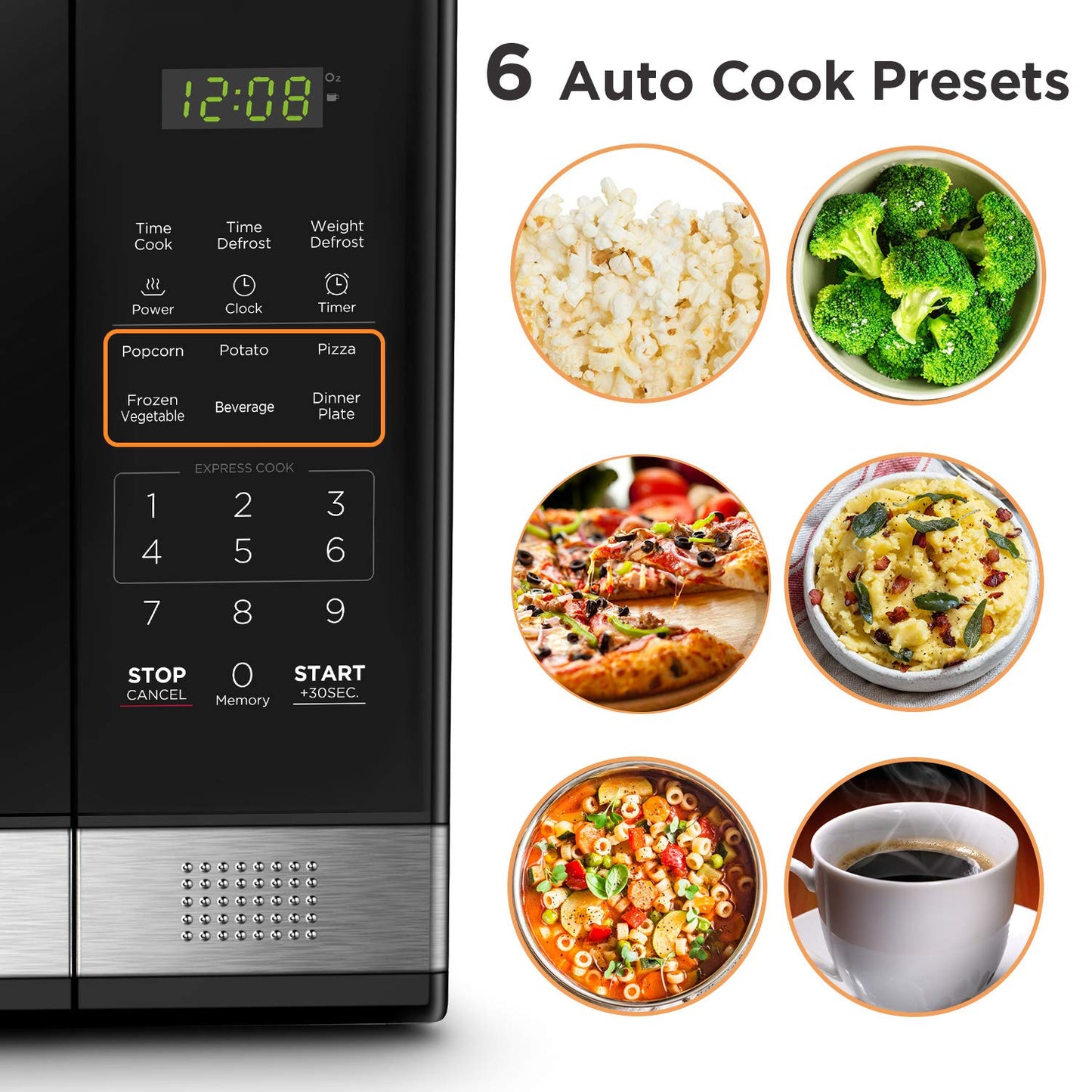 BLACK+DECKER EM720CB7 Digital Microwave Oven with Turntable Push-Button Door, Child Safety Lock, 700W, Stainless Steel, 0.7 Cu.ft