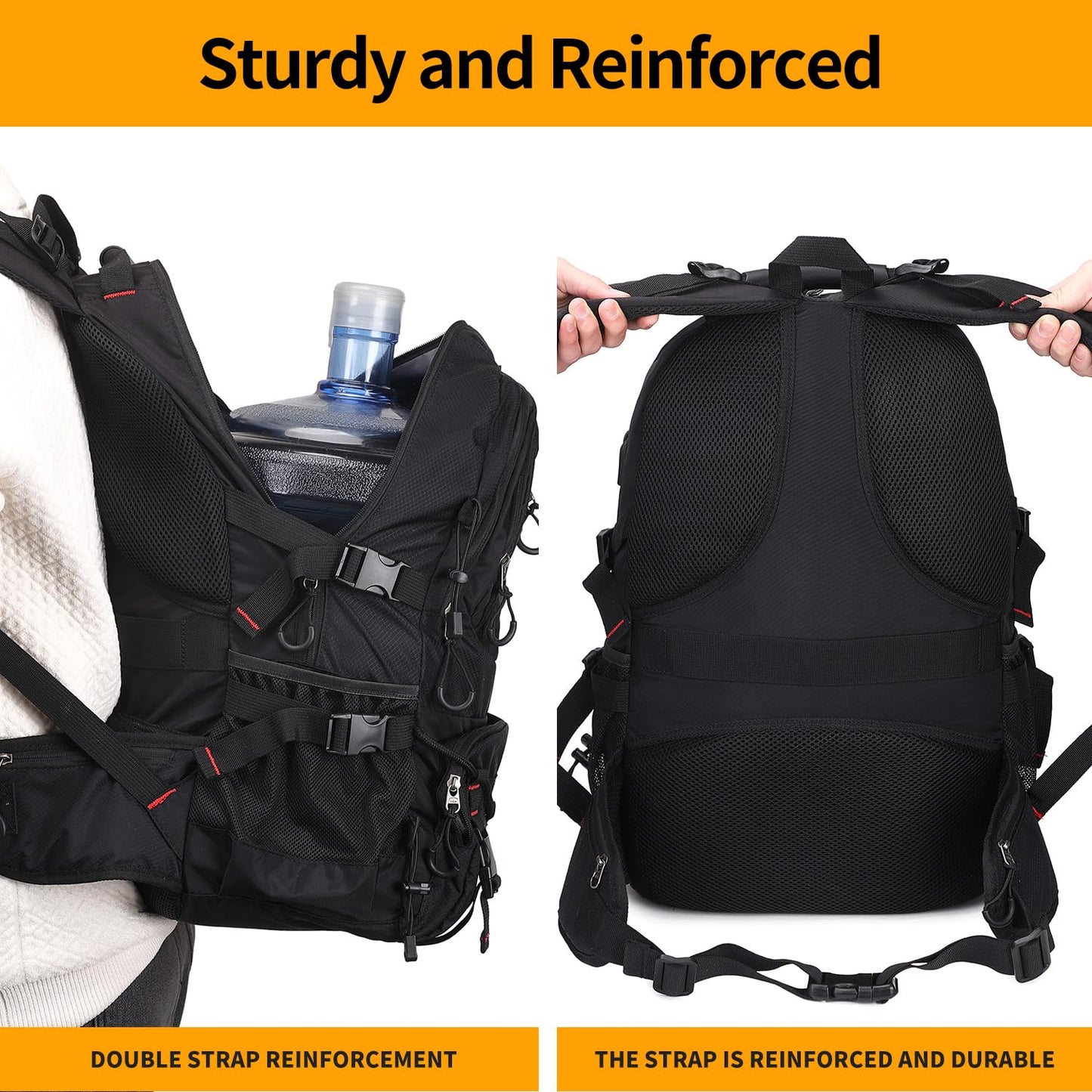 Nerlion 40L Hiking Backpack Travel Backpack for Men Women Camping Waterproof Outdoor Hiking Daypack Lightweight Backpack (Orange)
