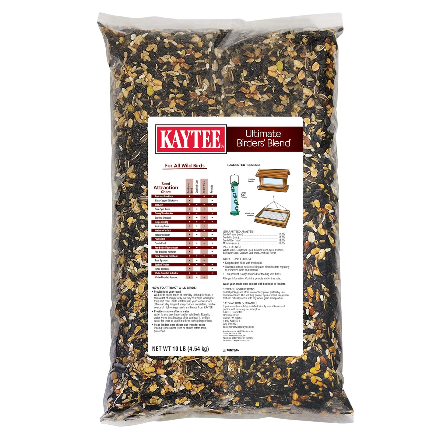 Kaytee Wild Bird Ultimate No Mess Wild Bird Food Seed For Cardinals, Finches, Chickadees, Nuthatches, Woodpeckers, Grosbeaks, Juncos and Other Colorful Songbirds, 9.75 Pound
