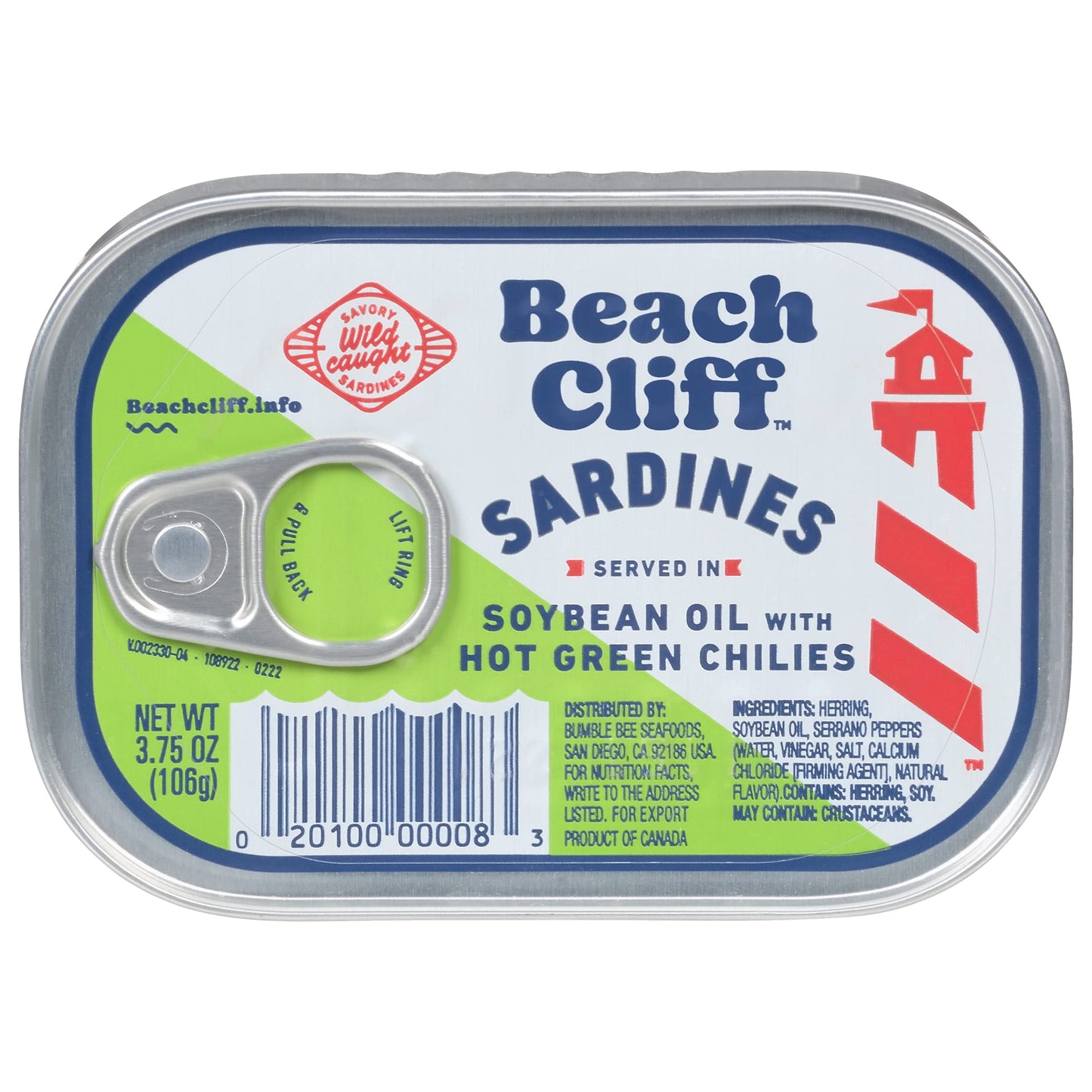 Beach Cliff Sardines in Water, 3.75 oz Can (Pack of 12) - Wild Caught Sardines - 12g Protein per Serving - Gluten Free, Keto Friendly