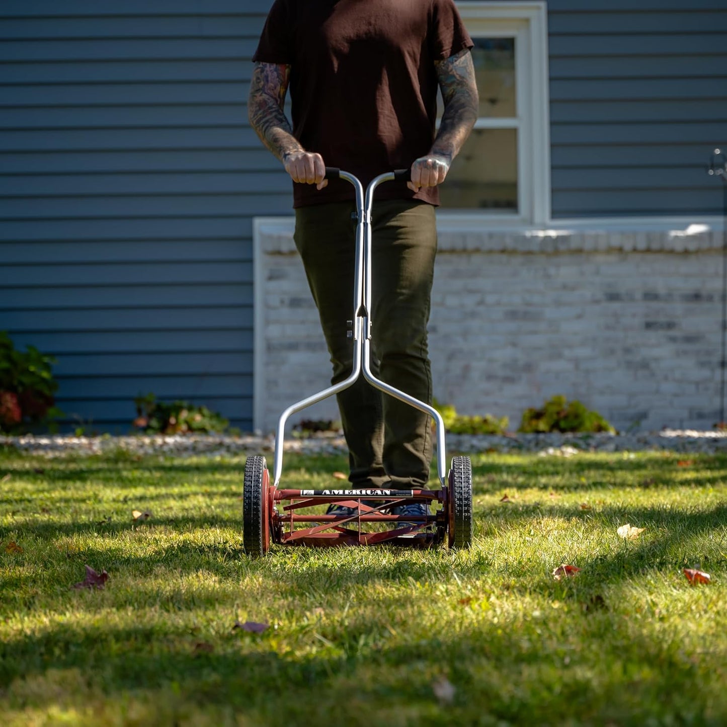 American Lawn Mower Company 1204-14 14-Inch 4-Blade Push Reel Lawn Mower, Red