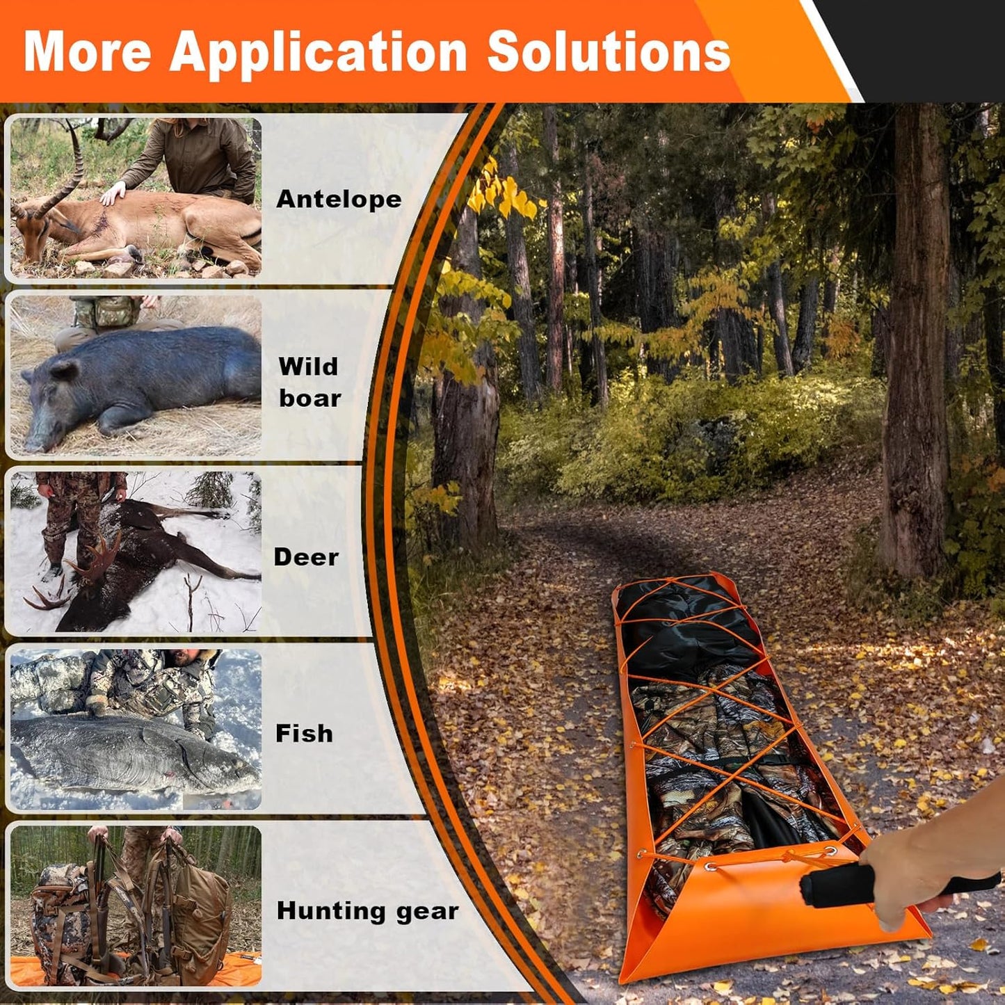 Deer Drag Sleds - Heavy-Duty, Tear-Resistant Game Hauler for Hunting with Ropes and Handles, Portable and Durable Outdoor Gear (2-Set)