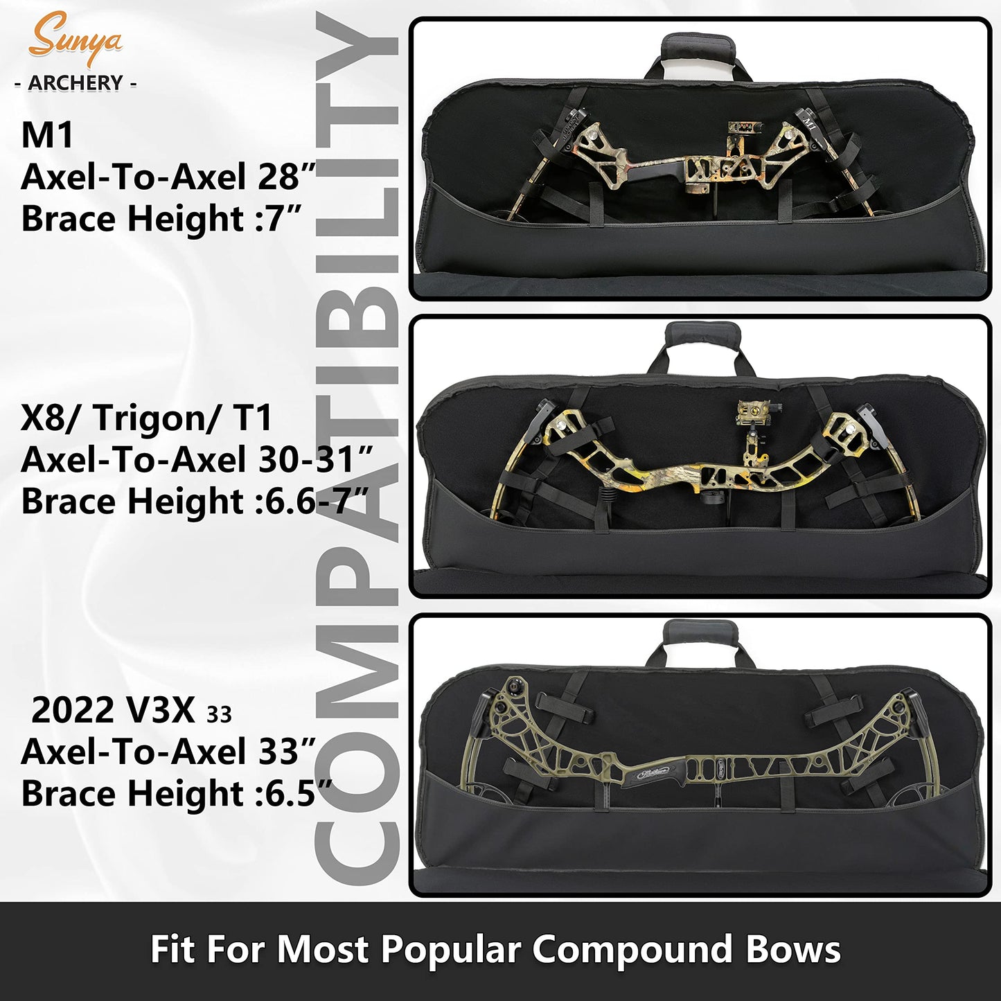 SUNYA Compound Bow Case with Molle System - Neoprene Bow String Protection & Padded Shoulder Sling - Soft Carrying Case for Archery Accessories, Equipment