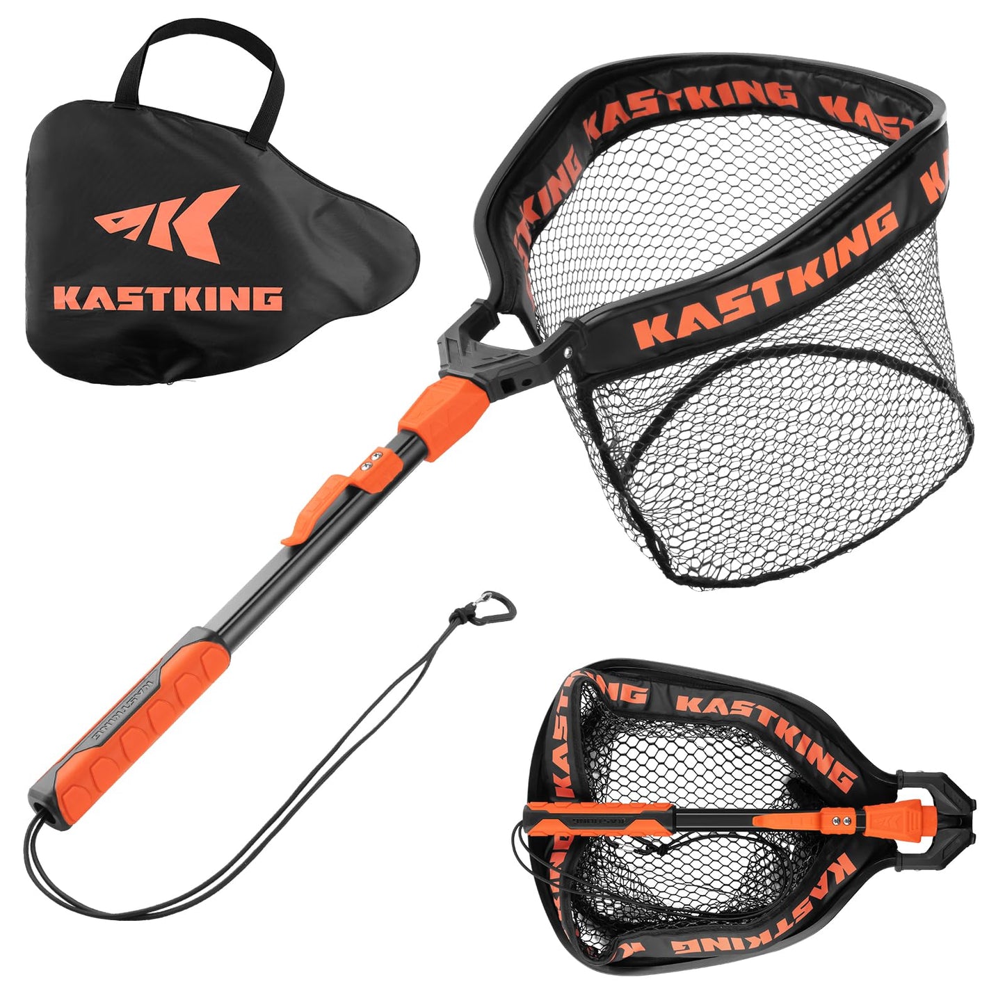 KastKing Titanet Fishing Net, Durable Aluminum Handle, Non-Slip Hi-vis Grip, Compact Storage Bag & Lanyard, Ideal for Kayak & Wading Fishing, Two Net Options