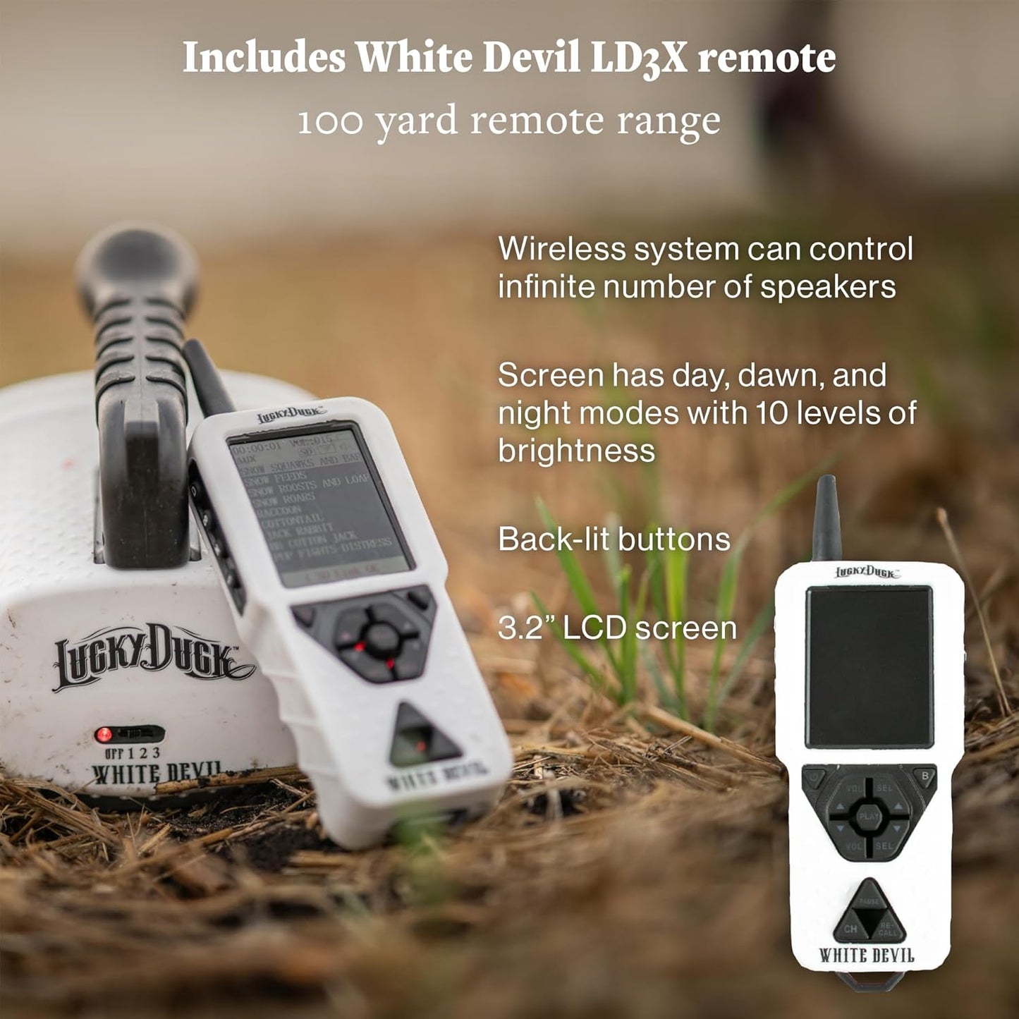 Lucky Duck White Devil Ecaller, Wireless Electronic Snow Goose and Predator Caller