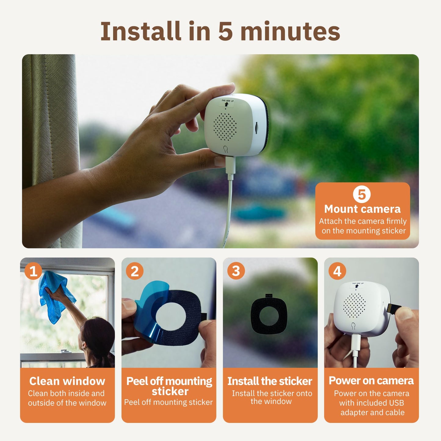 Girafit 3MP 2K Window Camera,2.4GHz & 5GHz WiFi Indoor Cameras for Home Security with ChroMax Al Color Night Vision,Person & Motion Detection,24/7 Recording,Easy & Quick Install