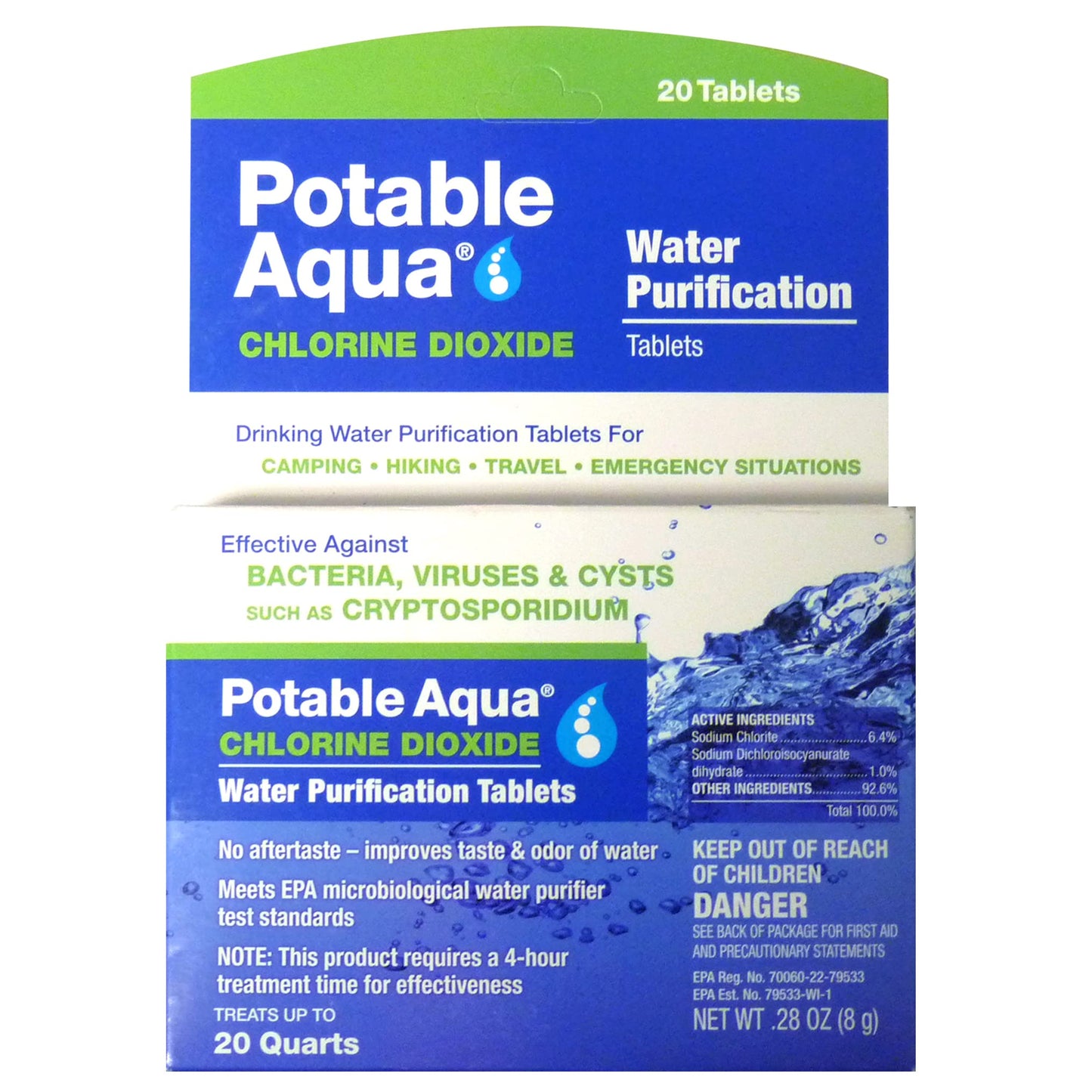 Potable Aqua Chlorine Dioxide Water Purification Tablets - 30 Count
