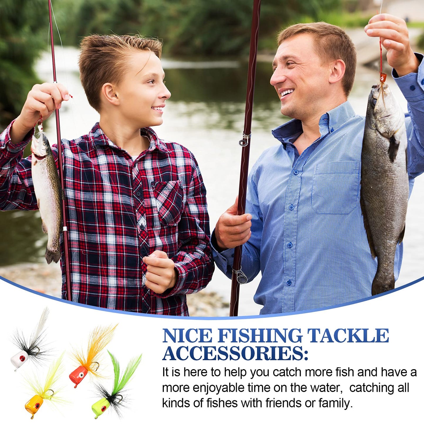 Fly Fishing Flies Fly Poppers Panfish Poppers Dry Flies Fishing Popper Lures for Trout Salmon Bass