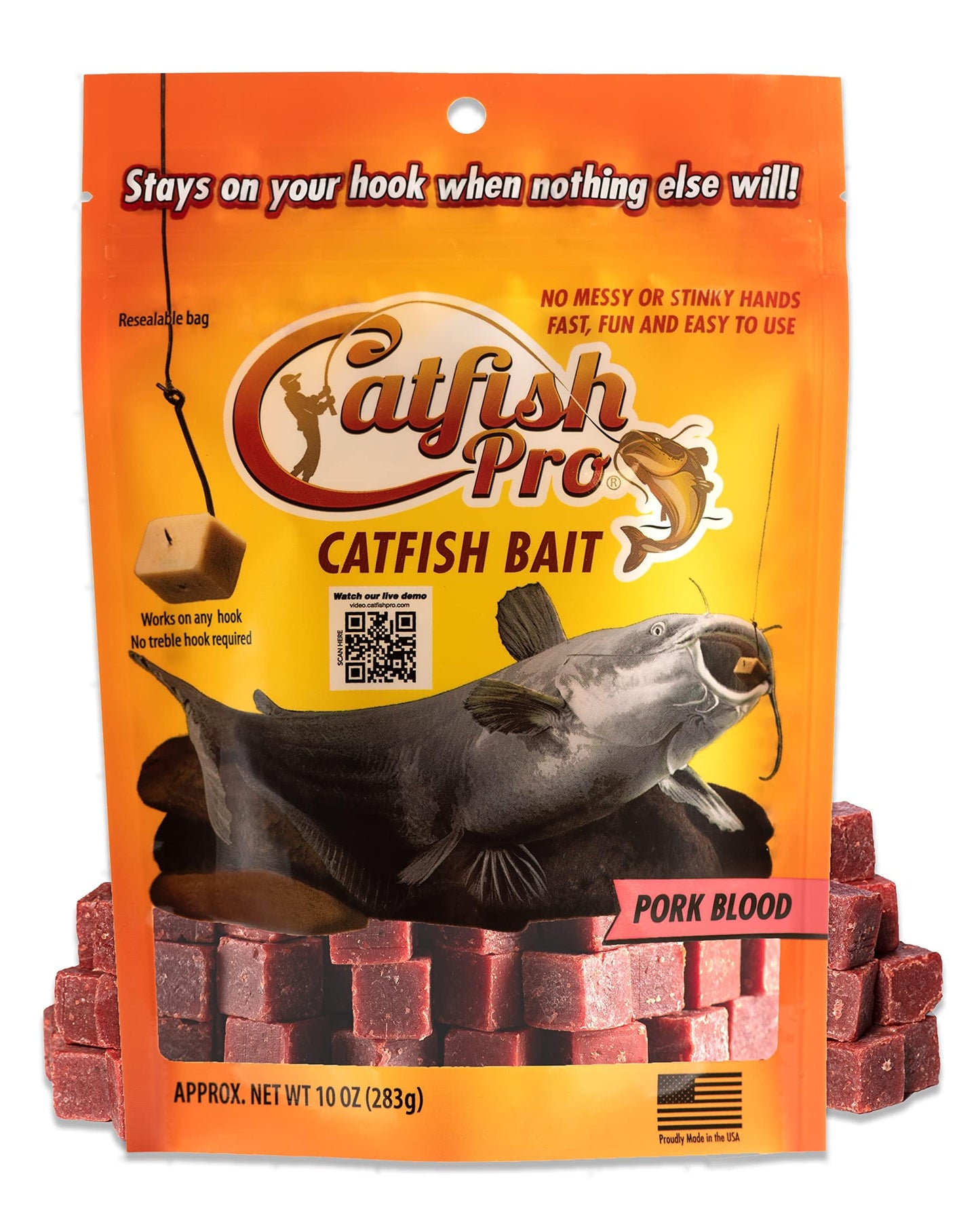 Catfish Pro Catfish Bait - 10oz Bag with 80pcs | Irresistible Scent for Catfish | Mess-Free, Stays On Your Hook When Nothing Else Will | Great for Rod, Reel, Trotline, Jugs & Yoyos Fishing