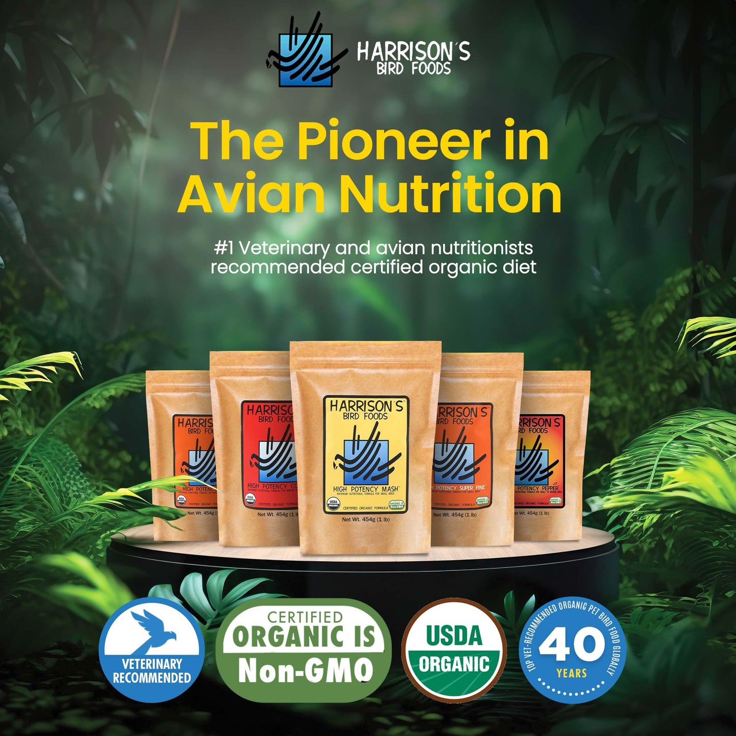 Harrison's Bird Foods High Potency Pepper Certified Organic Non-GMO Formula Pet Bird Food